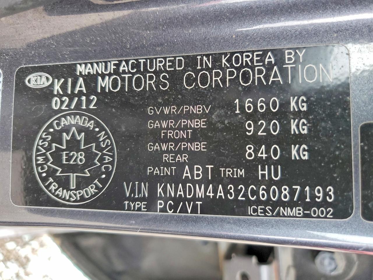 2012 Kia Rio Lx Серый vin: KNADM4A32C6087193