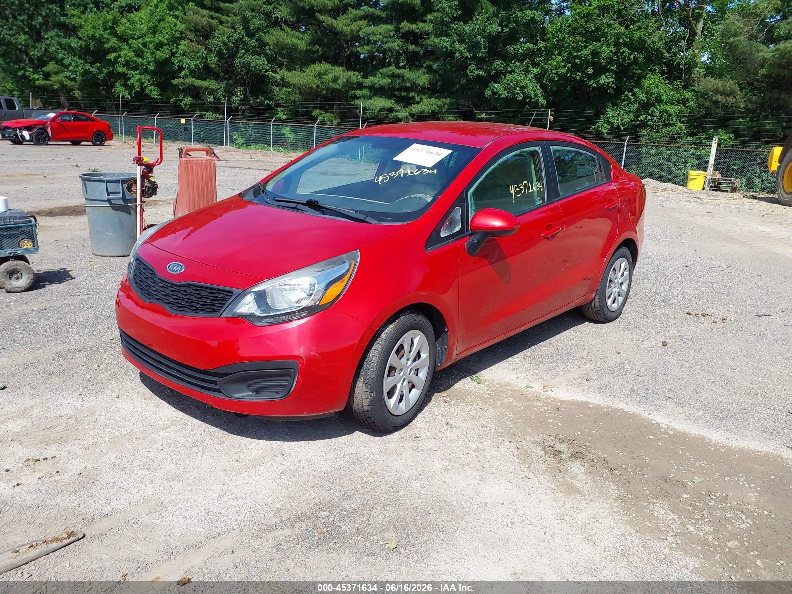 2013 Kia Rio Lx Red vin: KNADM4A32D6124261
