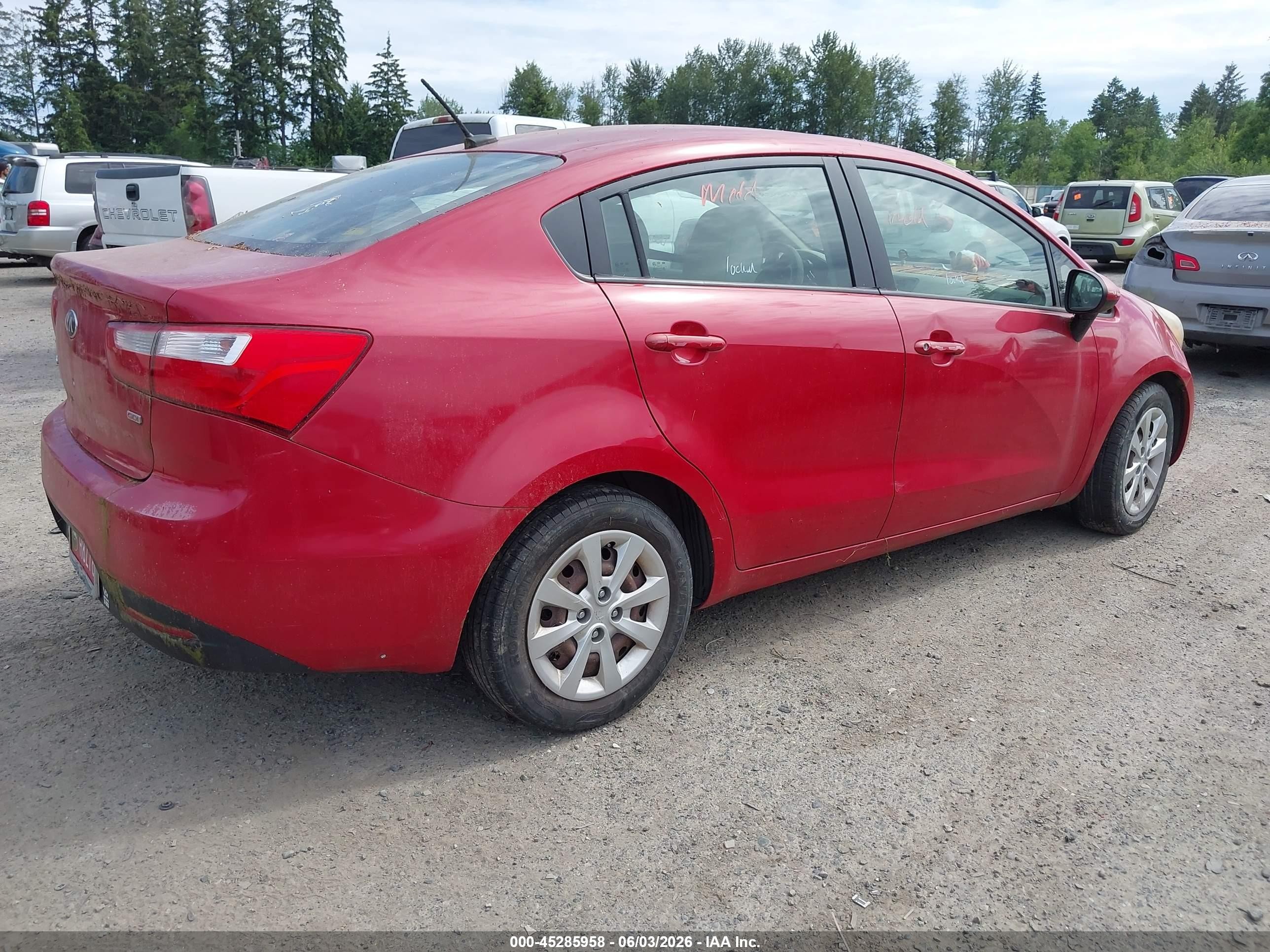 2013 Kia Rio Lx Красный vin: KNADM4A32D6188624