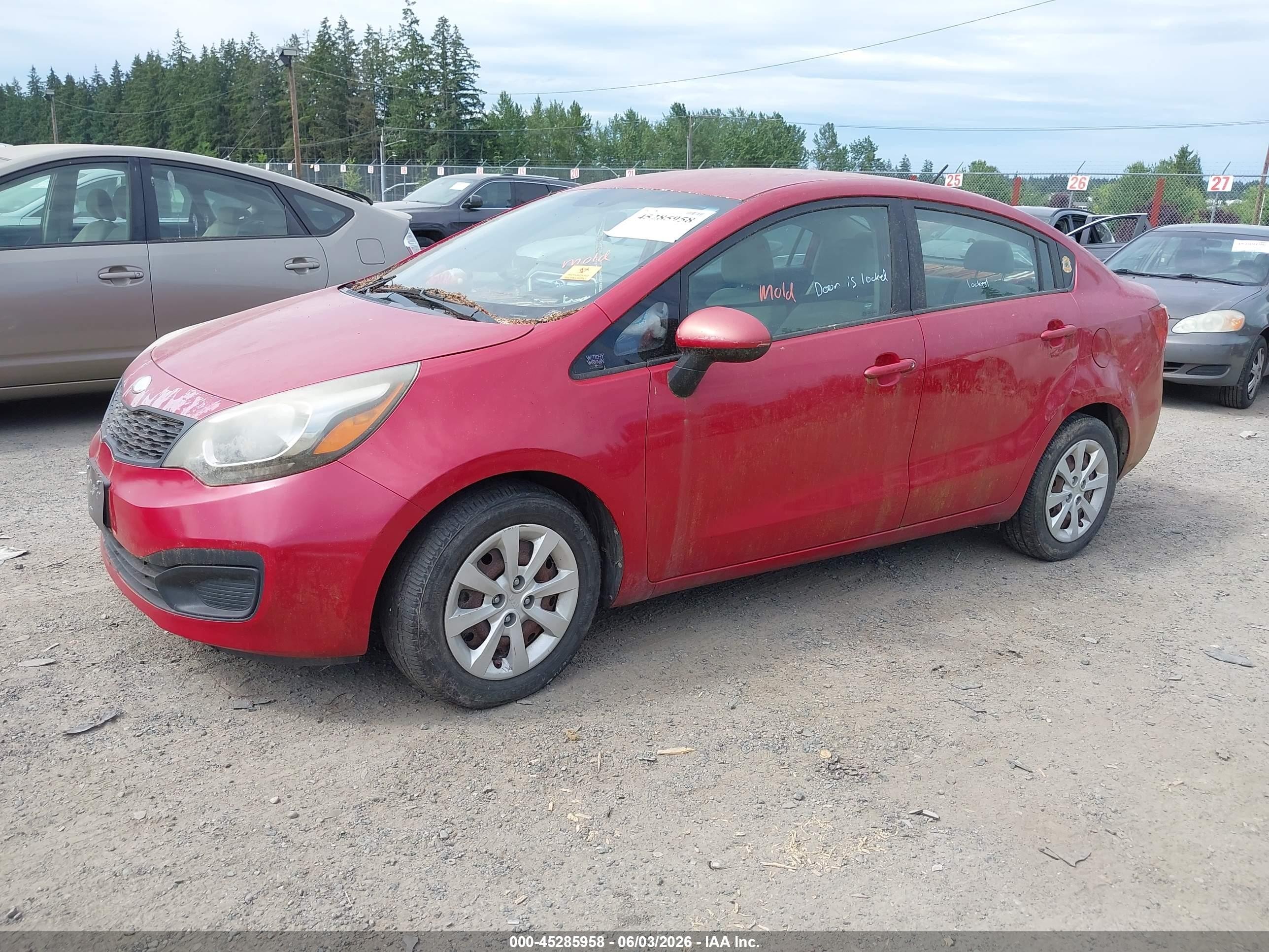 2013 Kia Rio Lx Красный vin: KNADM4A32D6188624