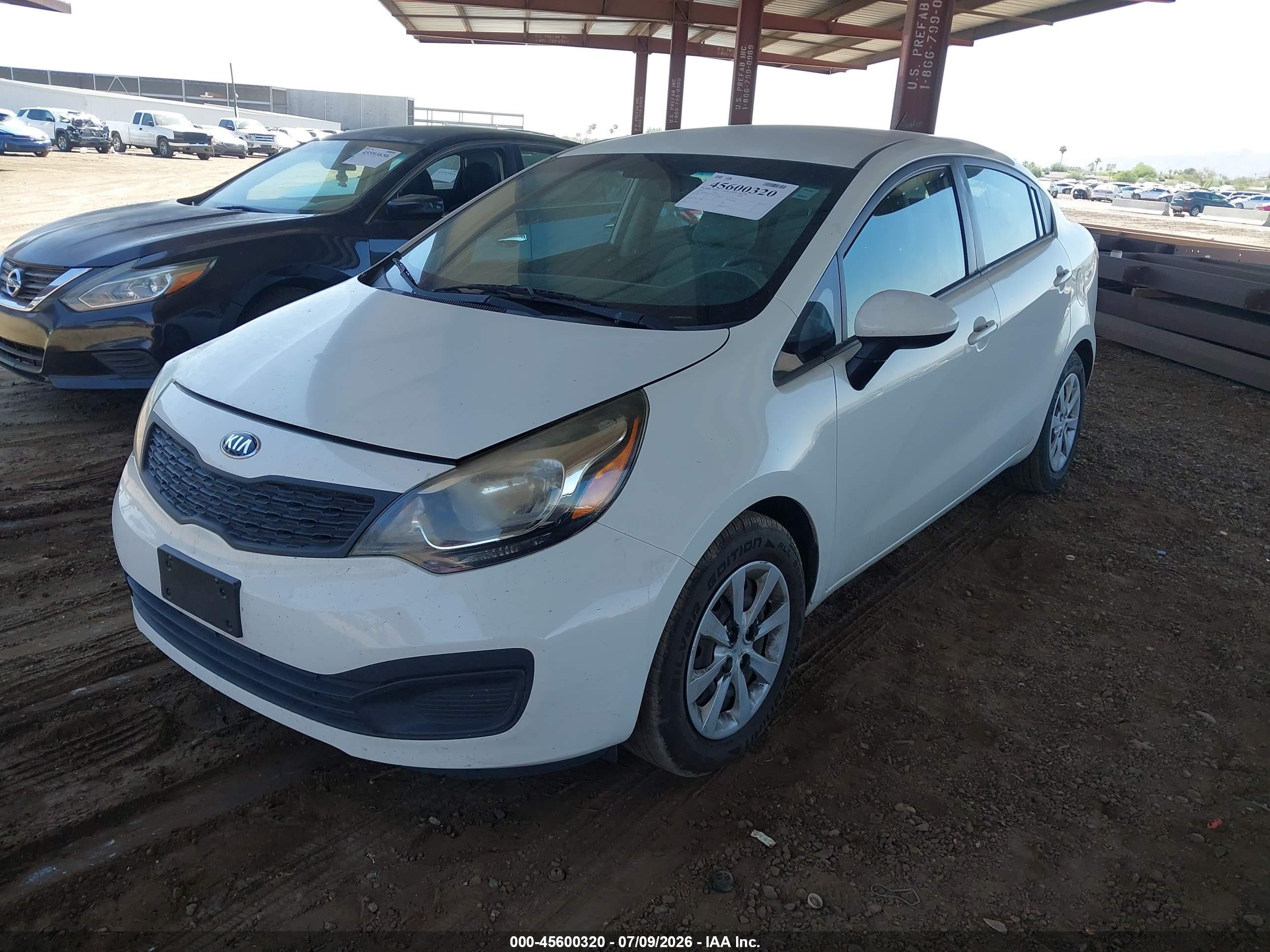 2014 Kia Rio Lx White vin: KNADM4A32E6341293