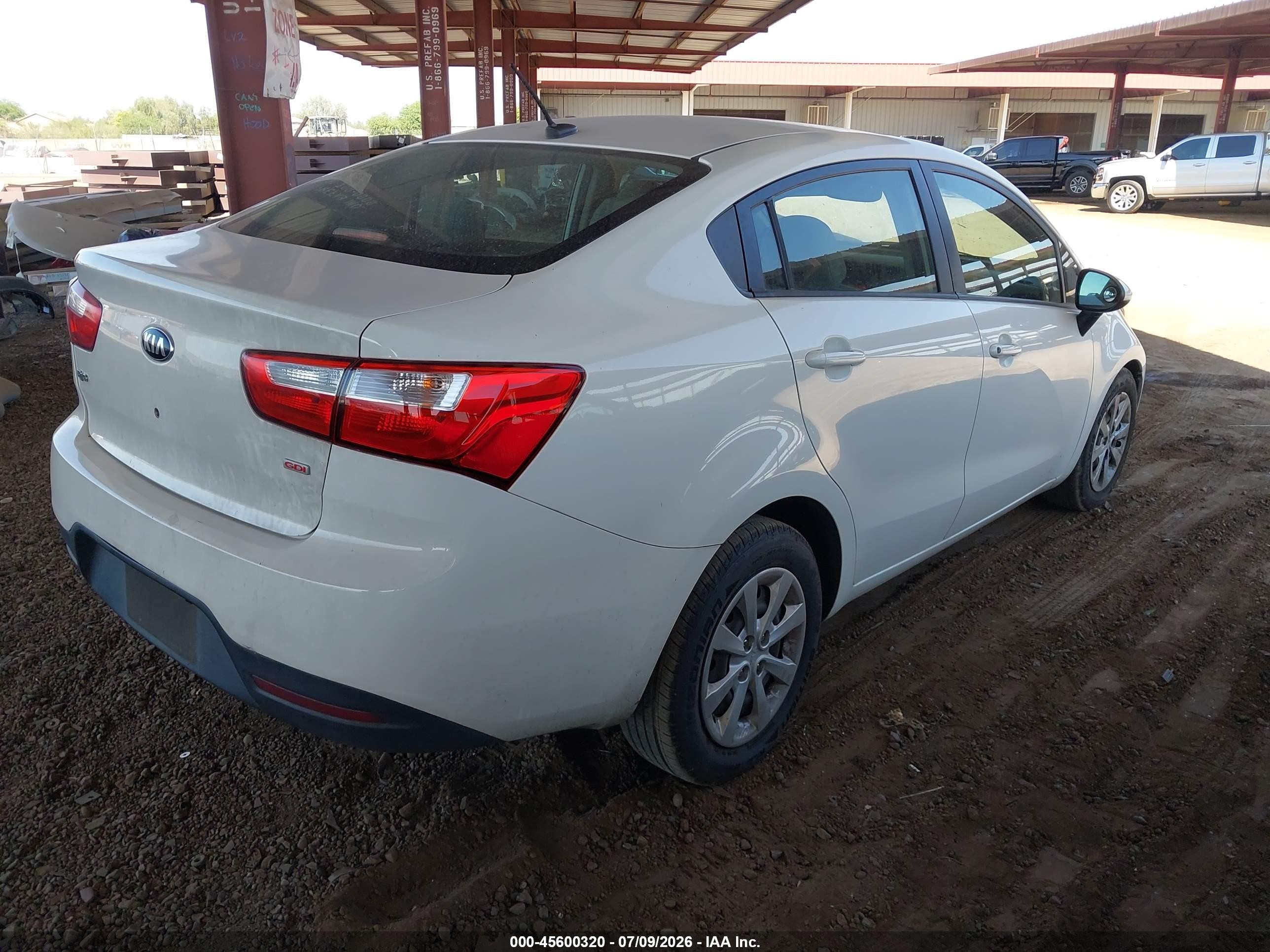 2014 Kia Rio Lx White vin: KNADM4A32E6341293