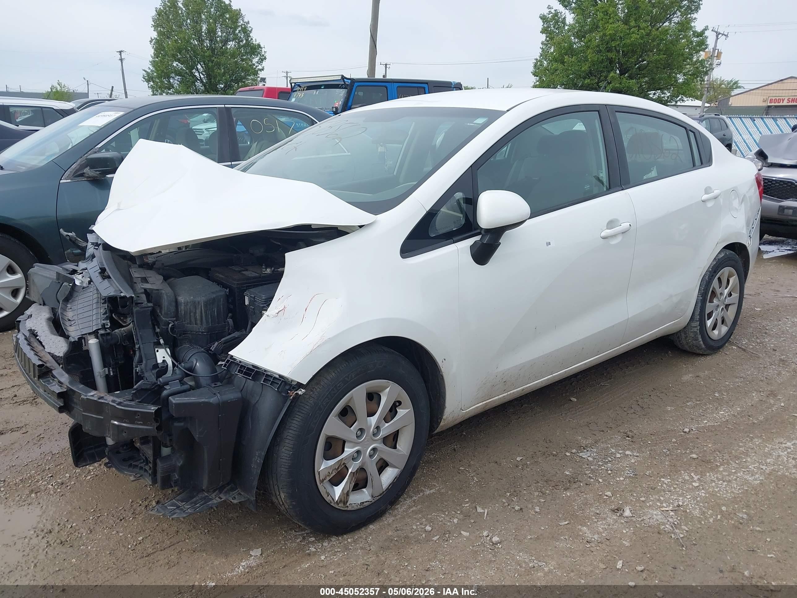 2014 Kia Rio Lx White vin: KNADM4A32E6354397