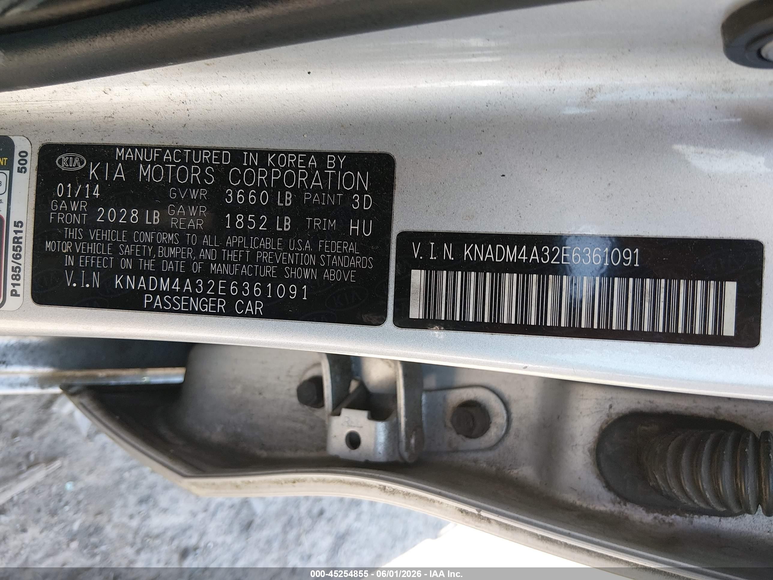 2014 Kia Rio Lx Silver vin: KNADM4A32E6361091