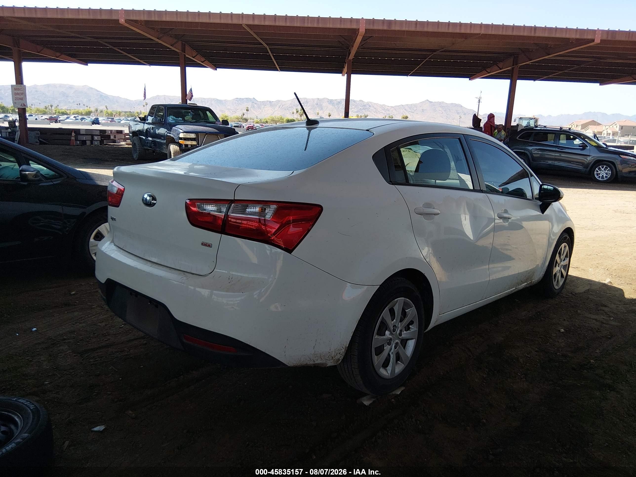 2014 Kia Rio Lx White vin: KNADM4A32E6375301