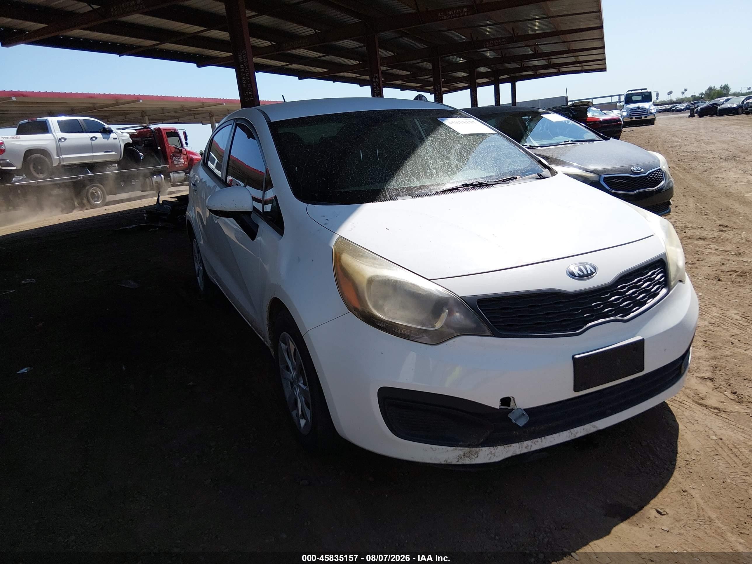 2014 Kia Rio Lx White vin: KNADM4A32E6375301