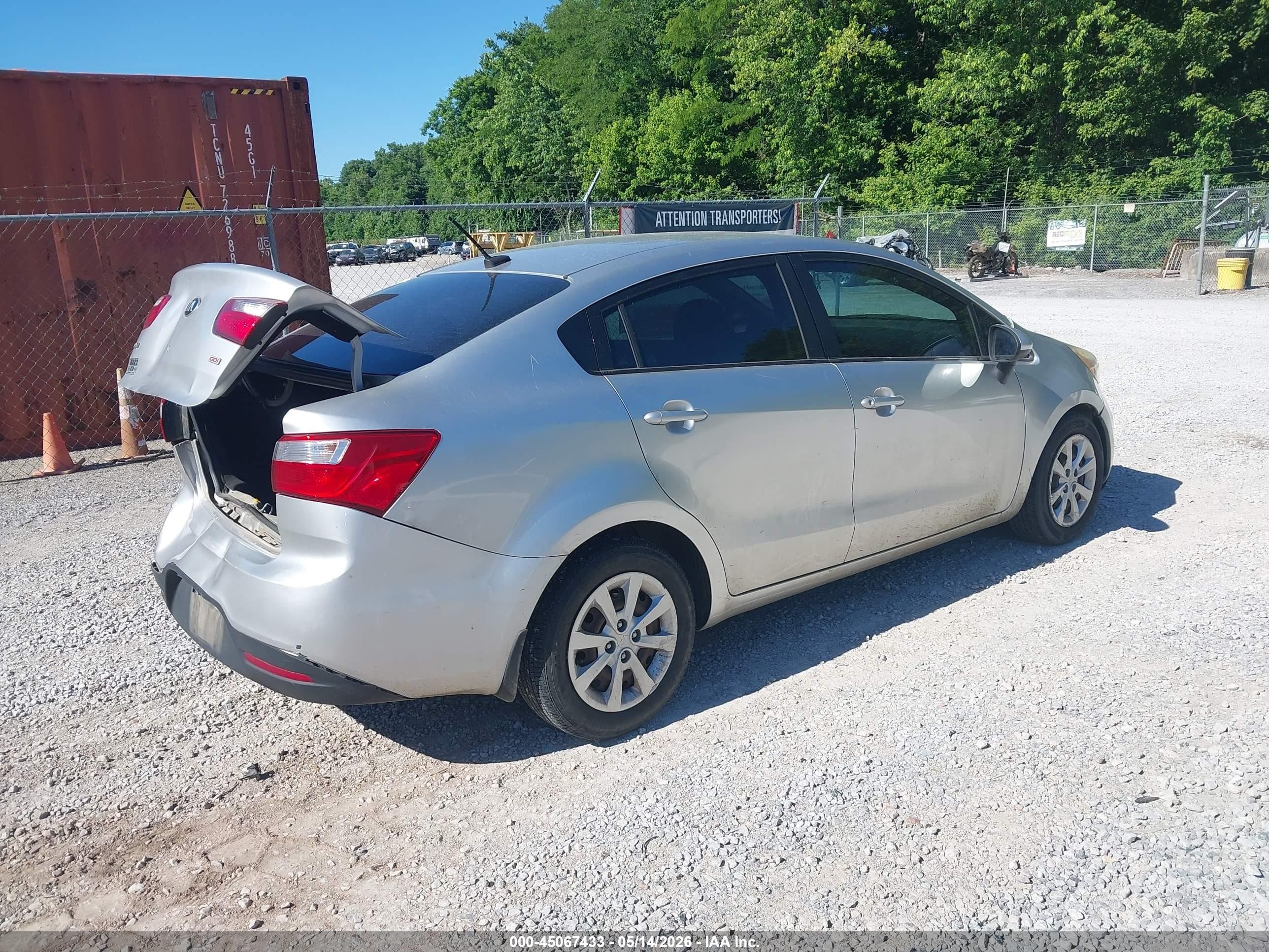 2015 Kia Rio Lx Gray vin: KNADM4A32F6451410