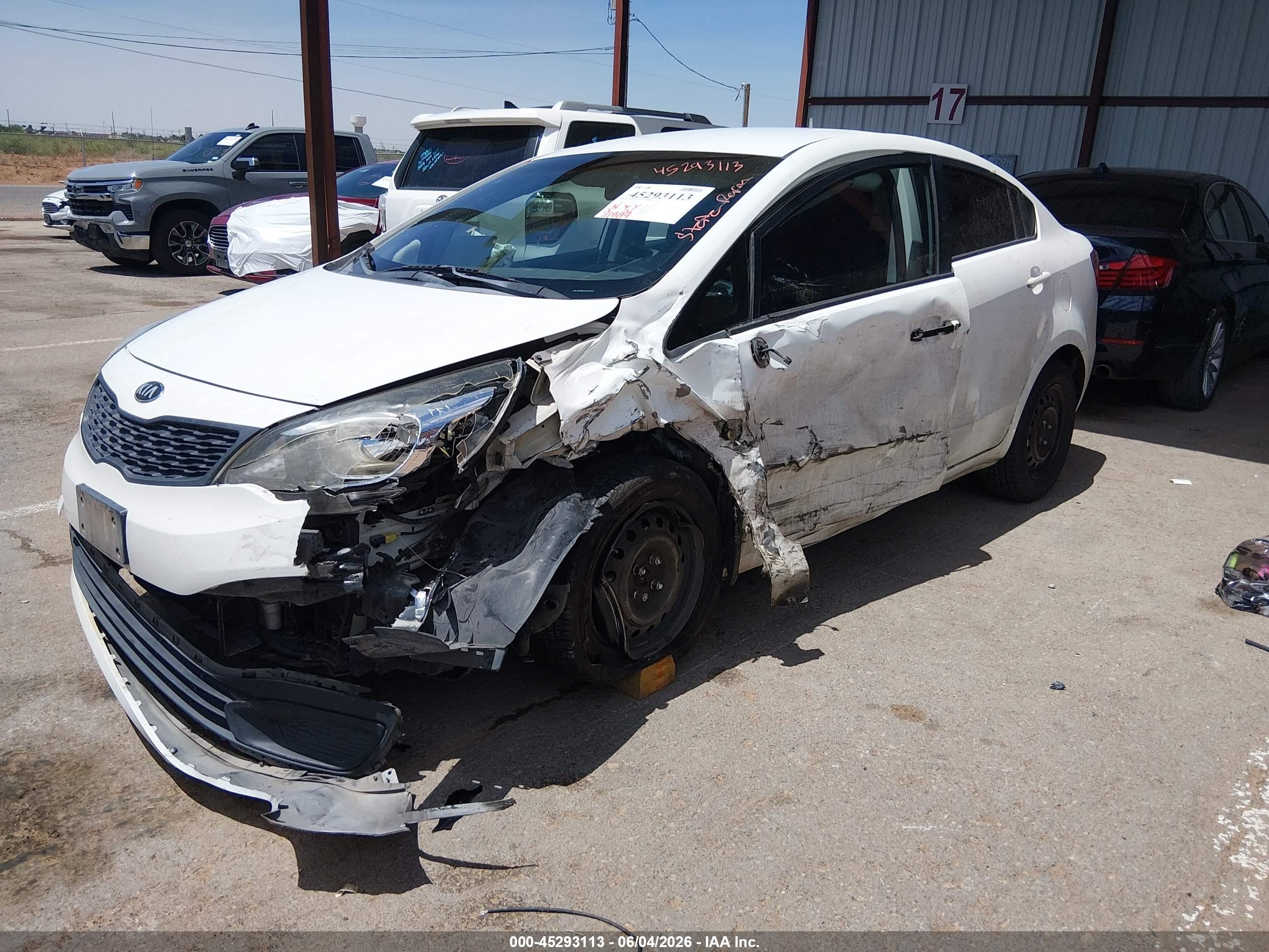 2013 Kia Rio Lx White vin: KNADM4A33D6291440