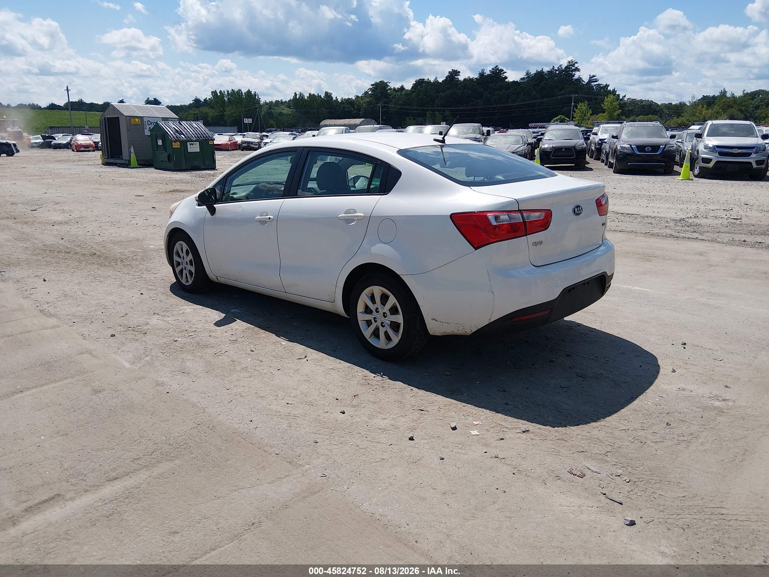 2014 Kia Rio Lx White vin: KNADM4A33E6331601