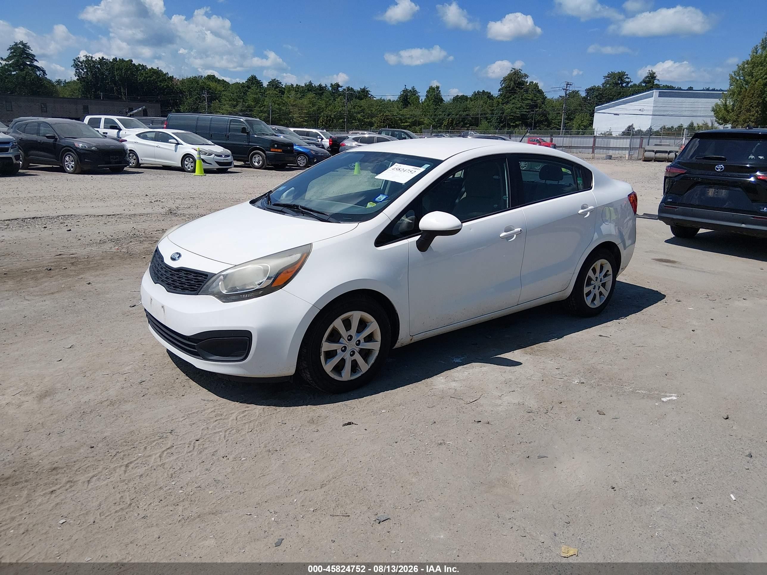 2014 Kia Rio Lx White vin: KNADM4A33E6331601