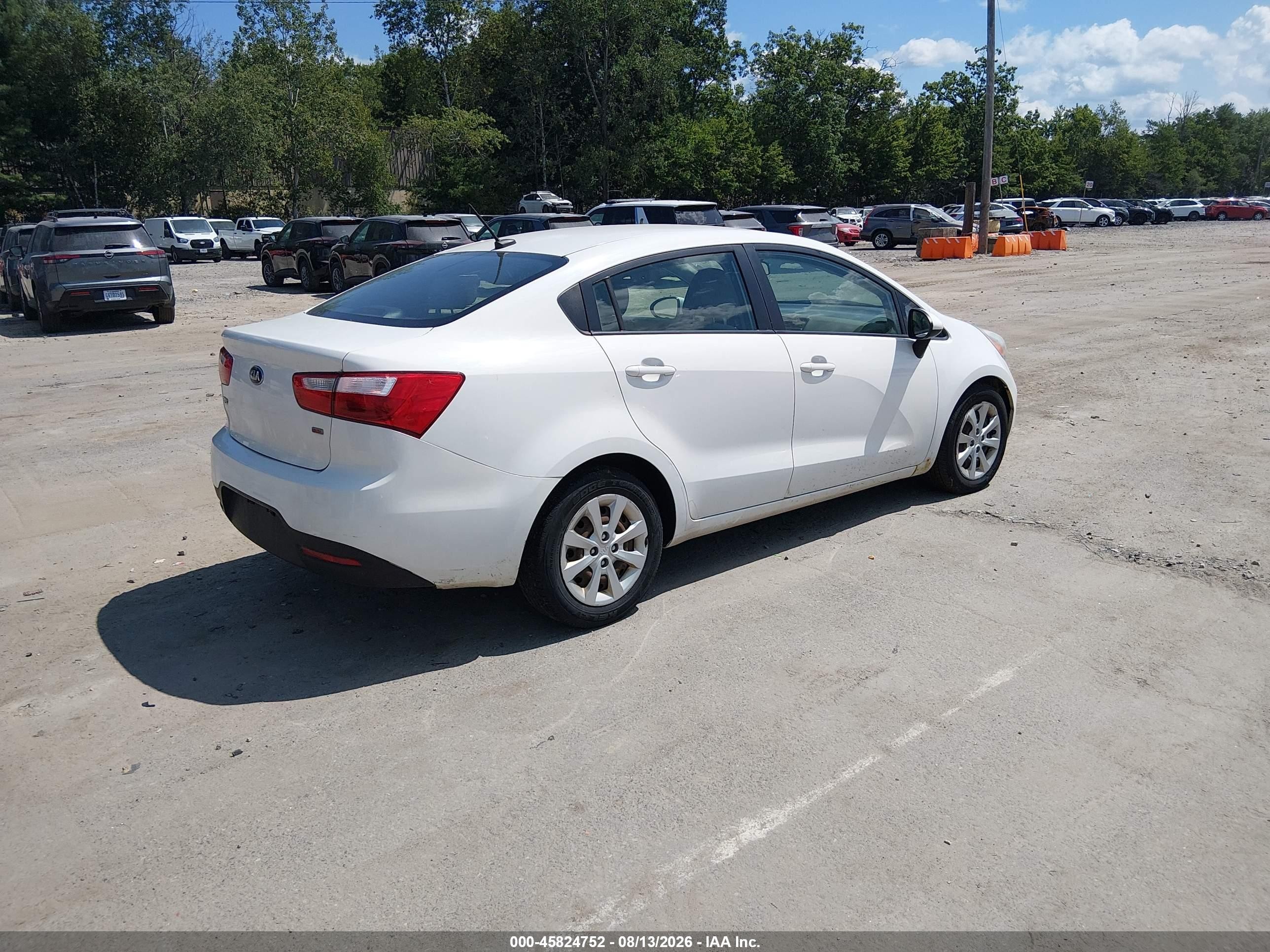 2014 Kia Rio Lx White vin: KNADM4A33E6331601