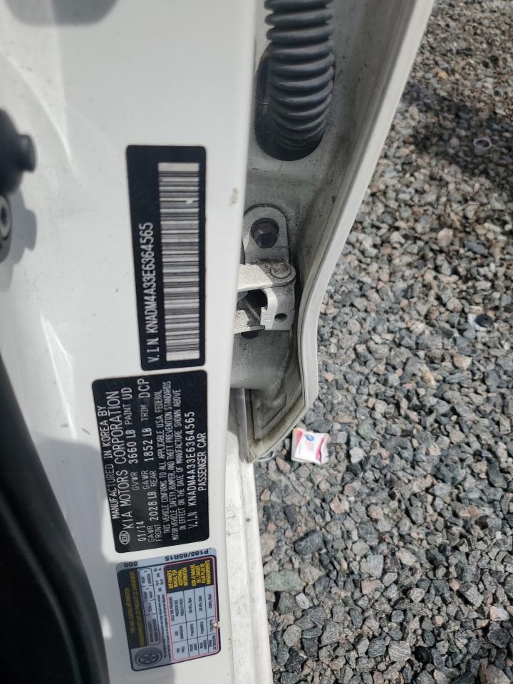 2014 Kia Rio Lx White vin: KNADM4A33E6364565