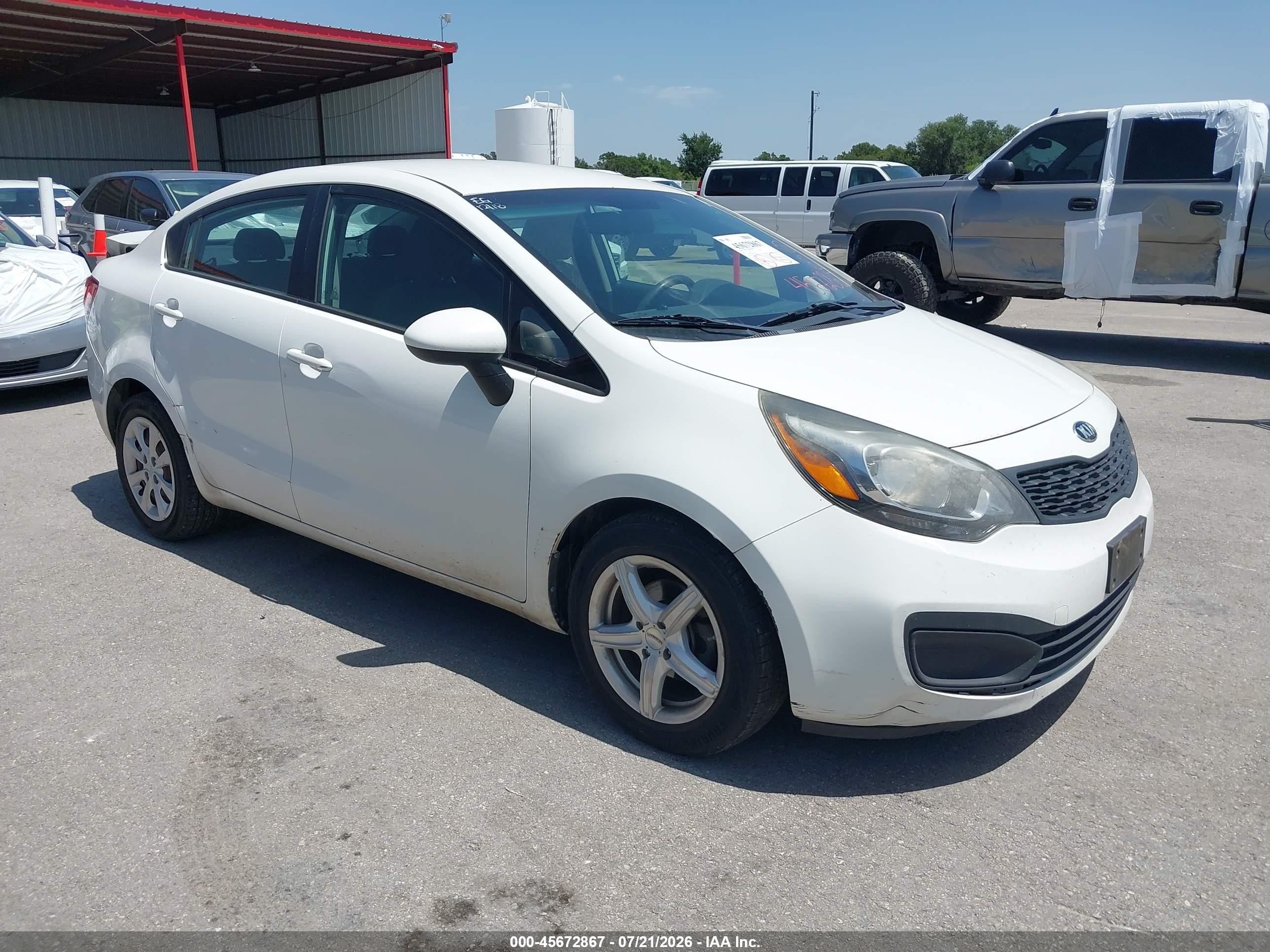 2014 Kia Rio Lx White vin: KNADM4A33E6417099