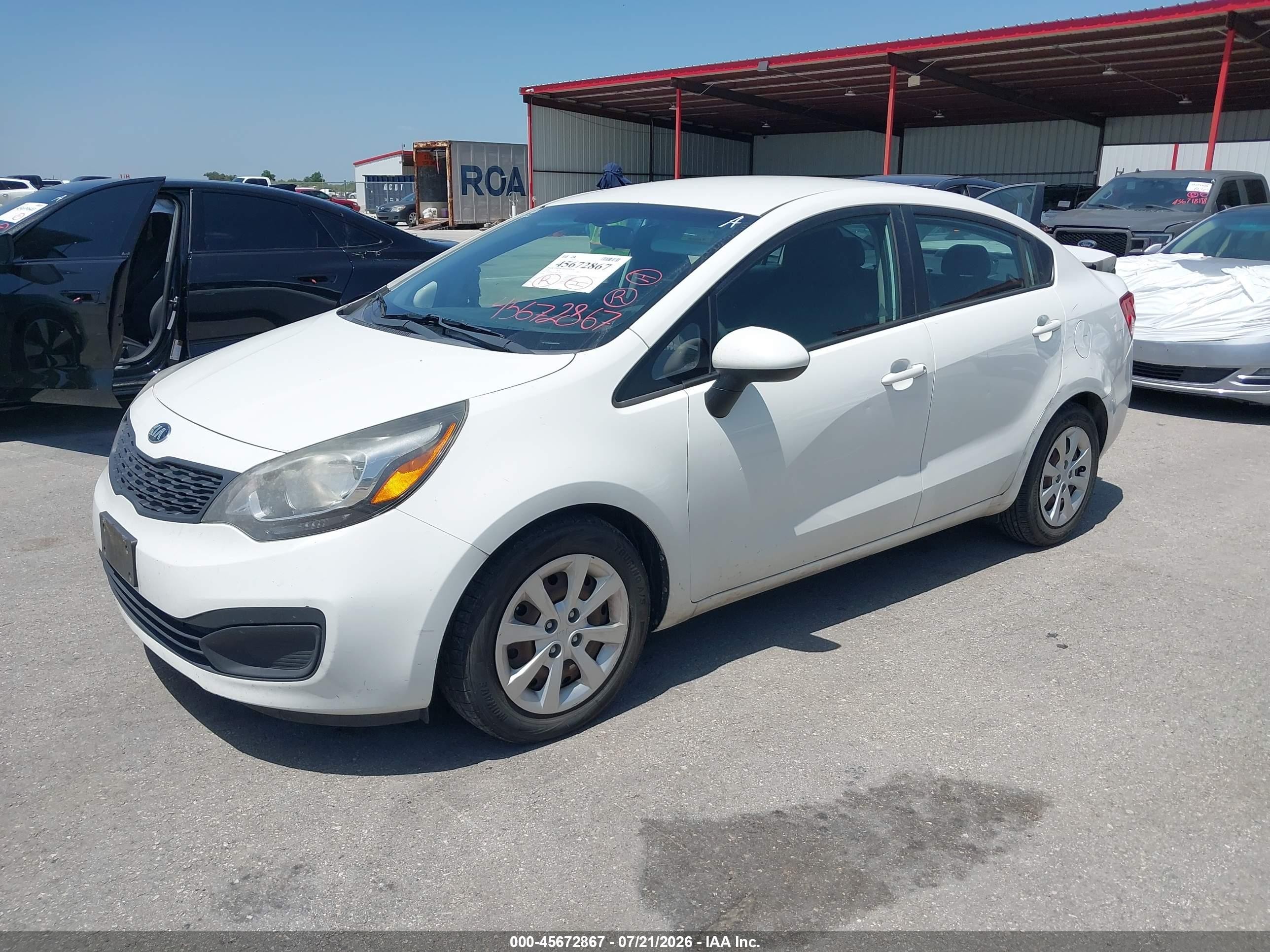 2014 Kia Rio Lx White vin: KNADM4A33E6417099