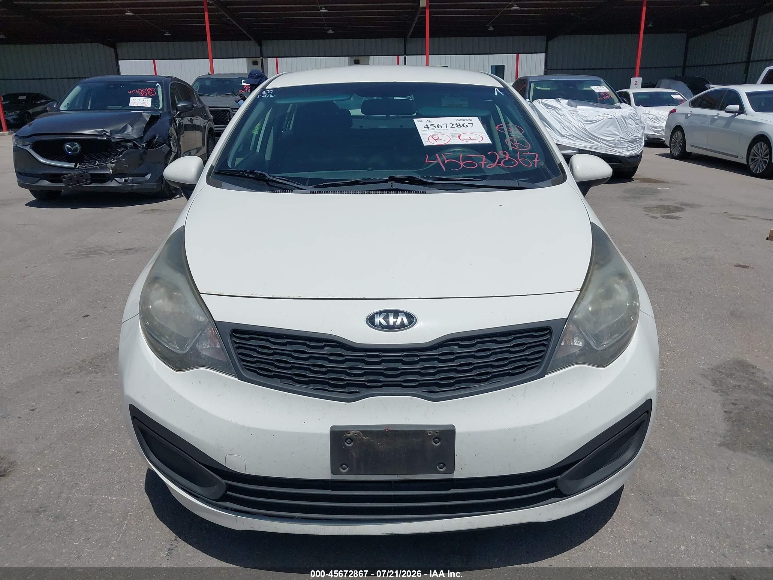 2014 Kia Rio Lx White vin: KNADM4A33E6417099