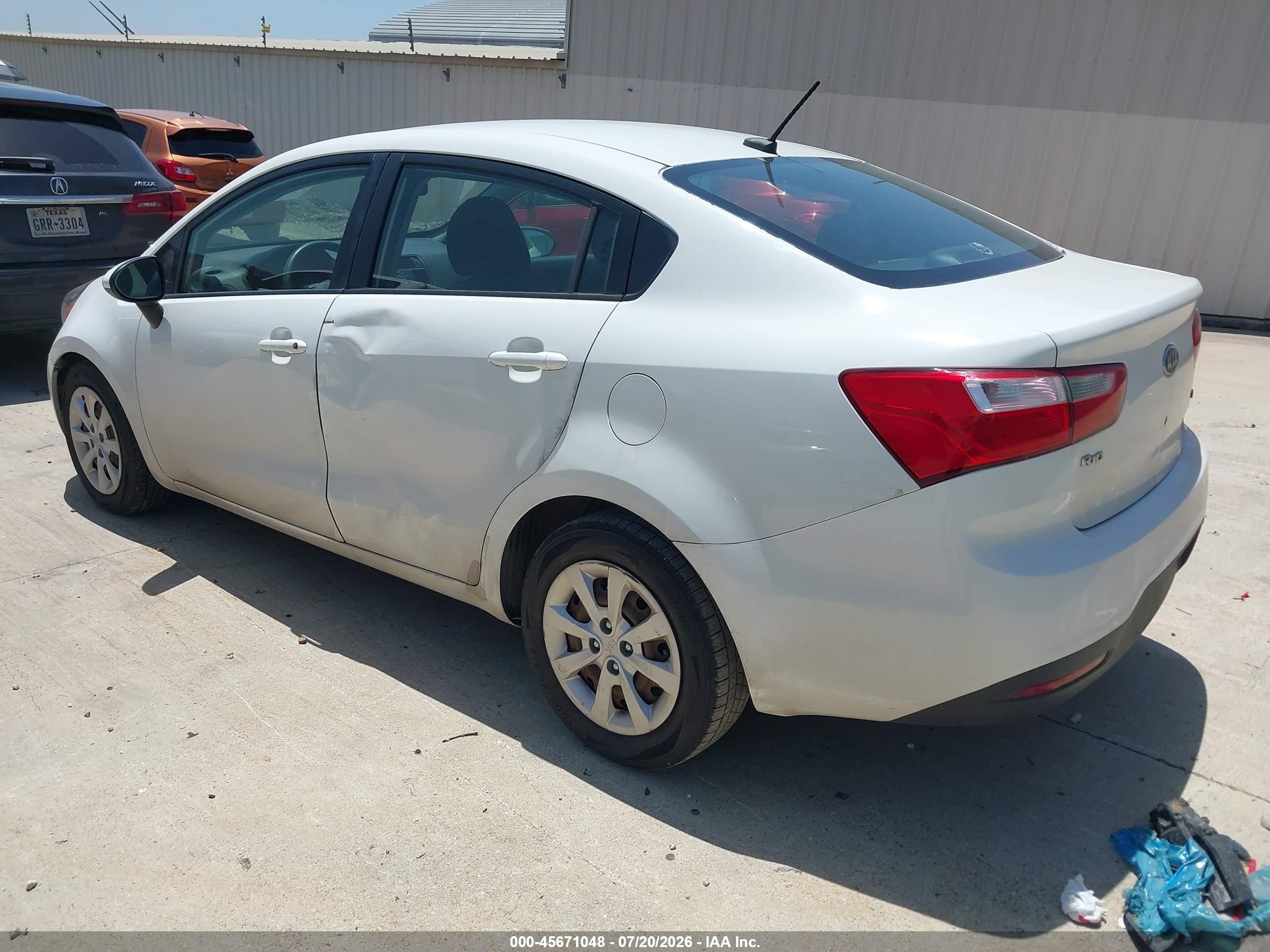 2012 Kia Rio Lx White vin: KNADM4A34C6093173