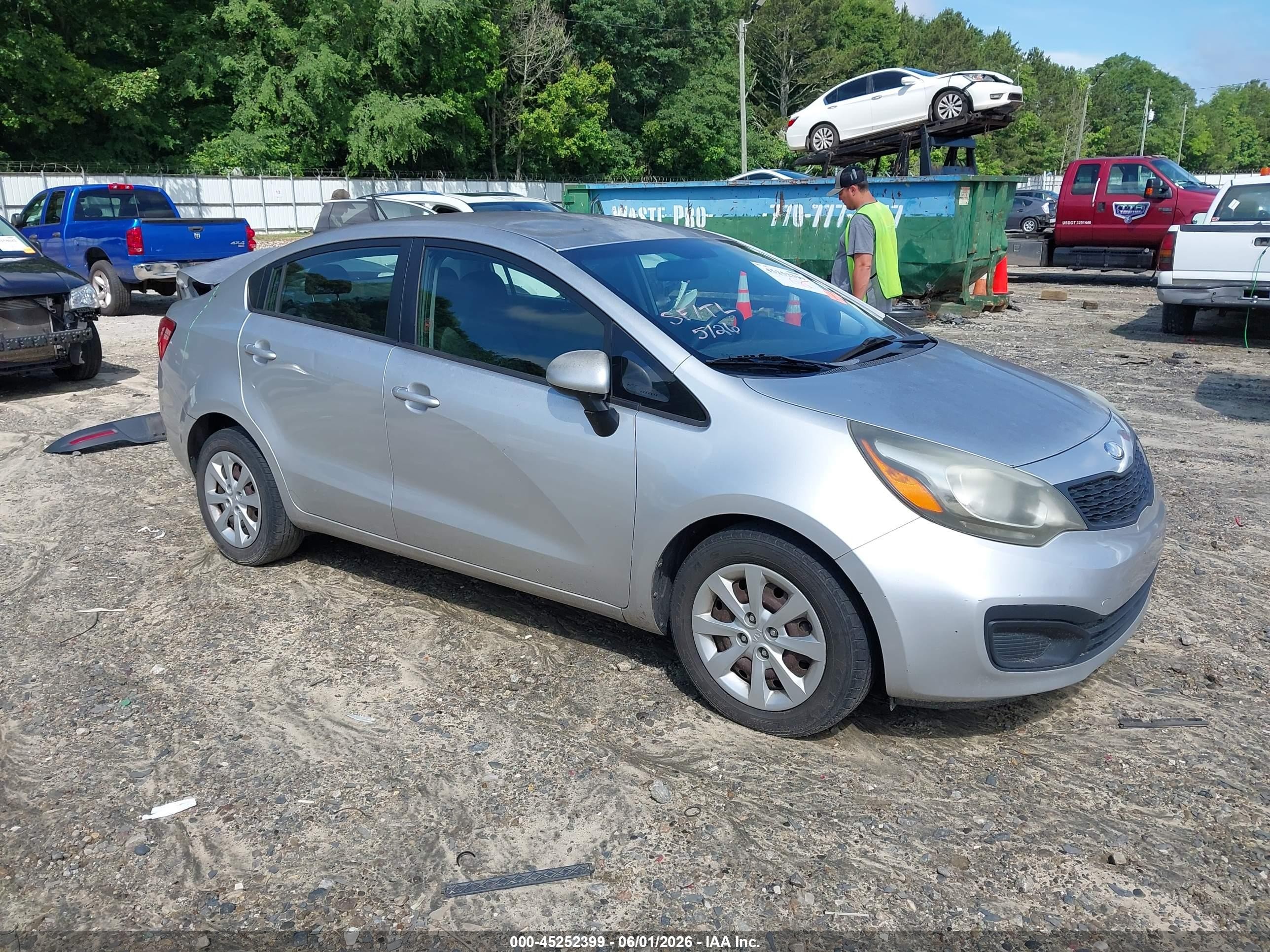 2013 Kia Rio Lx Silver vin: KNADM4A34D6209859