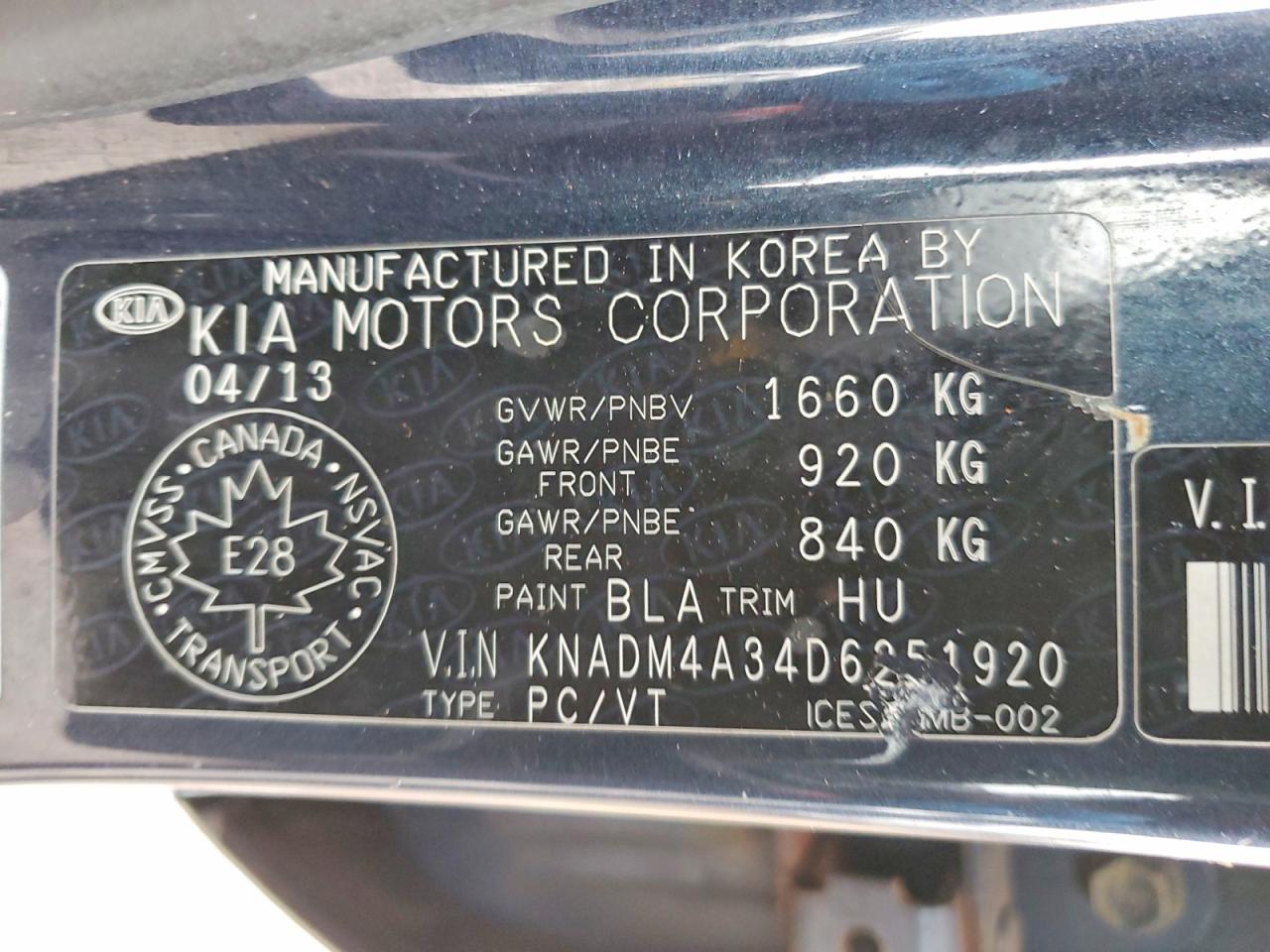 2013 Kia Rio Lx Charcoal vin: KNADM4A34D6251920