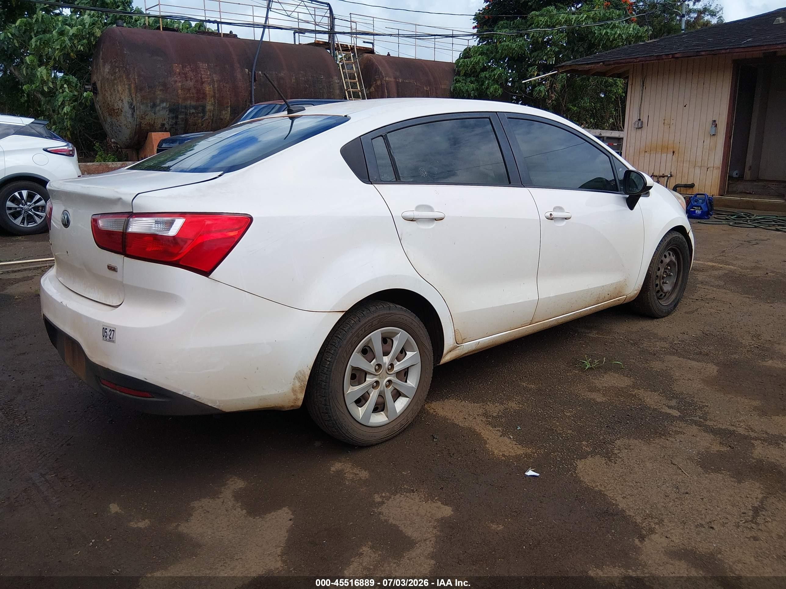 2014 Kia Rio Lx White vin: KNADM4A34E6330683