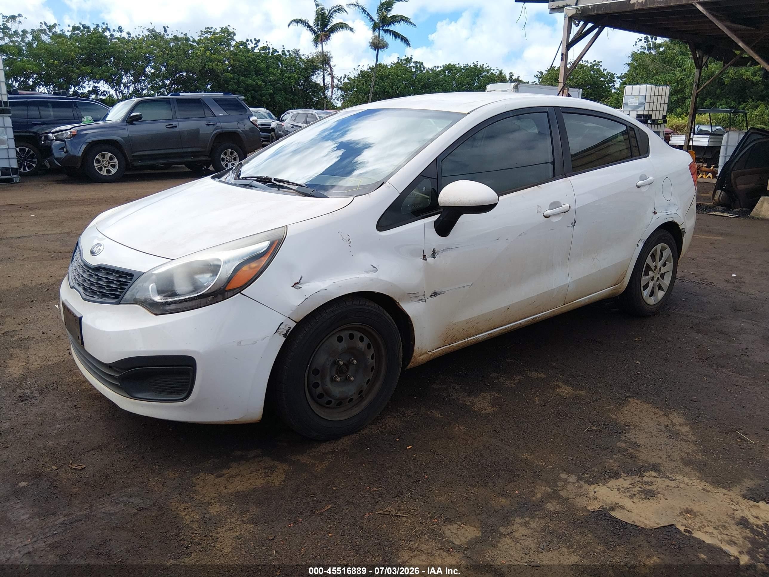 2014 Kia Rio Lx White vin: KNADM4A34E6330683
