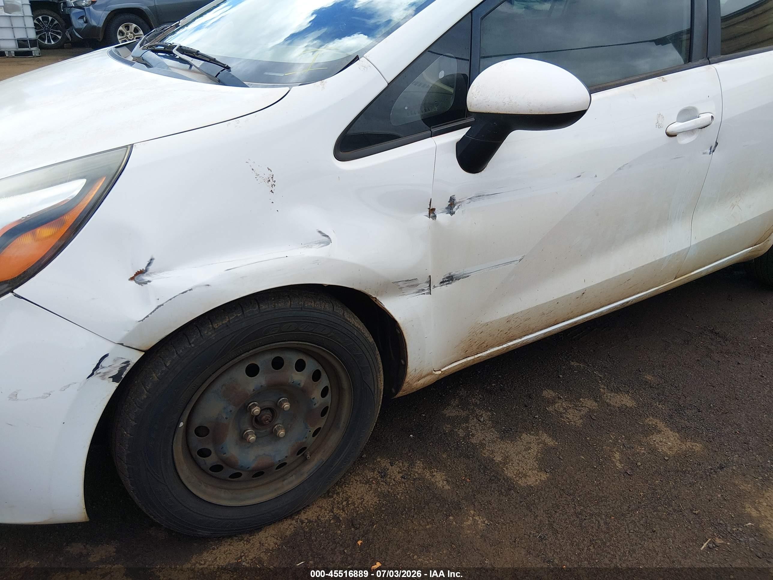 2014 Kia Rio Lx White vin: KNADM4A34E6330683