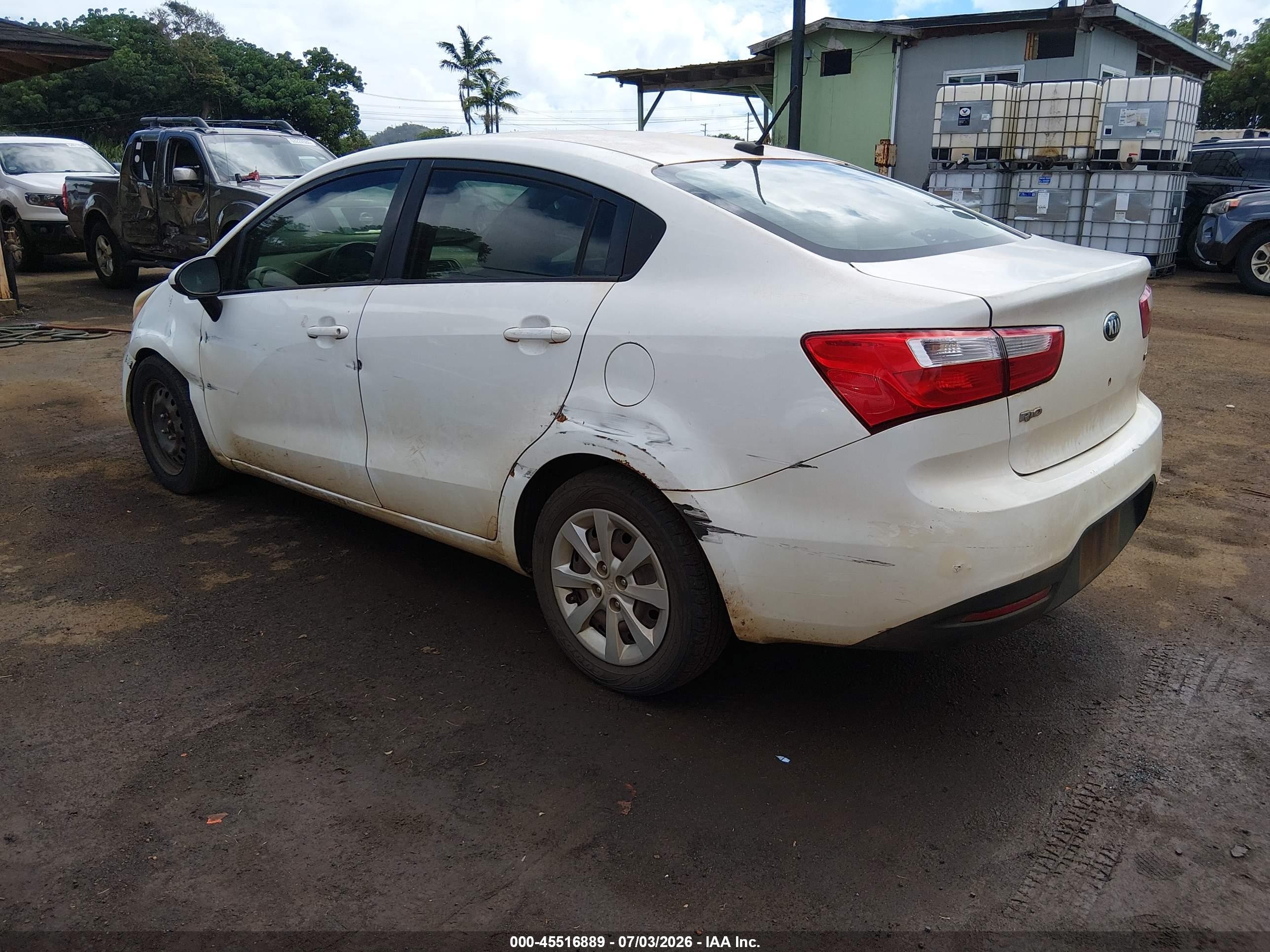 2014 Kia Rio Lx White vin: KNADM4A34E6330683