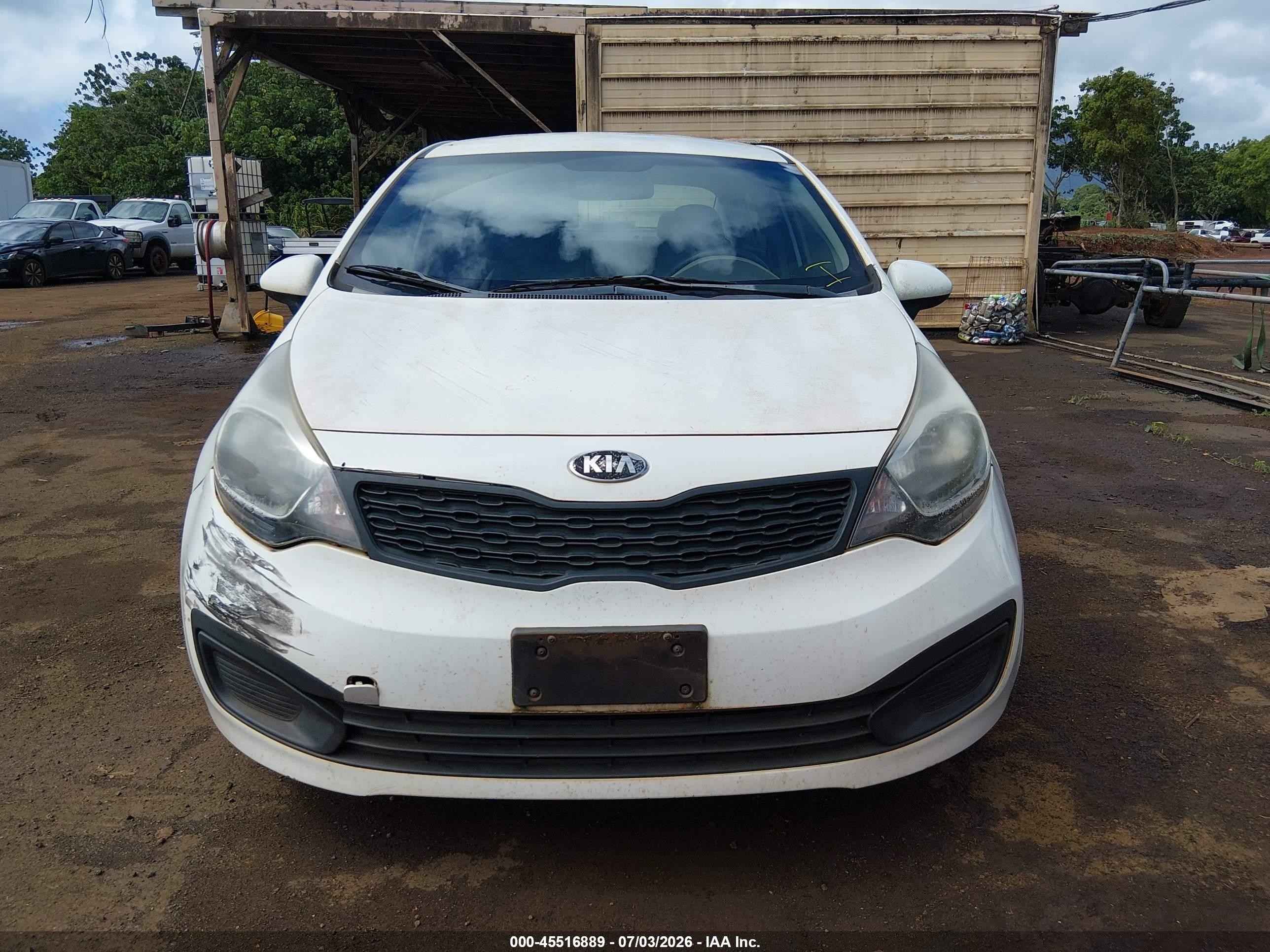 2014 Kia Rio Lx White vin: KNADM4A34E6330683