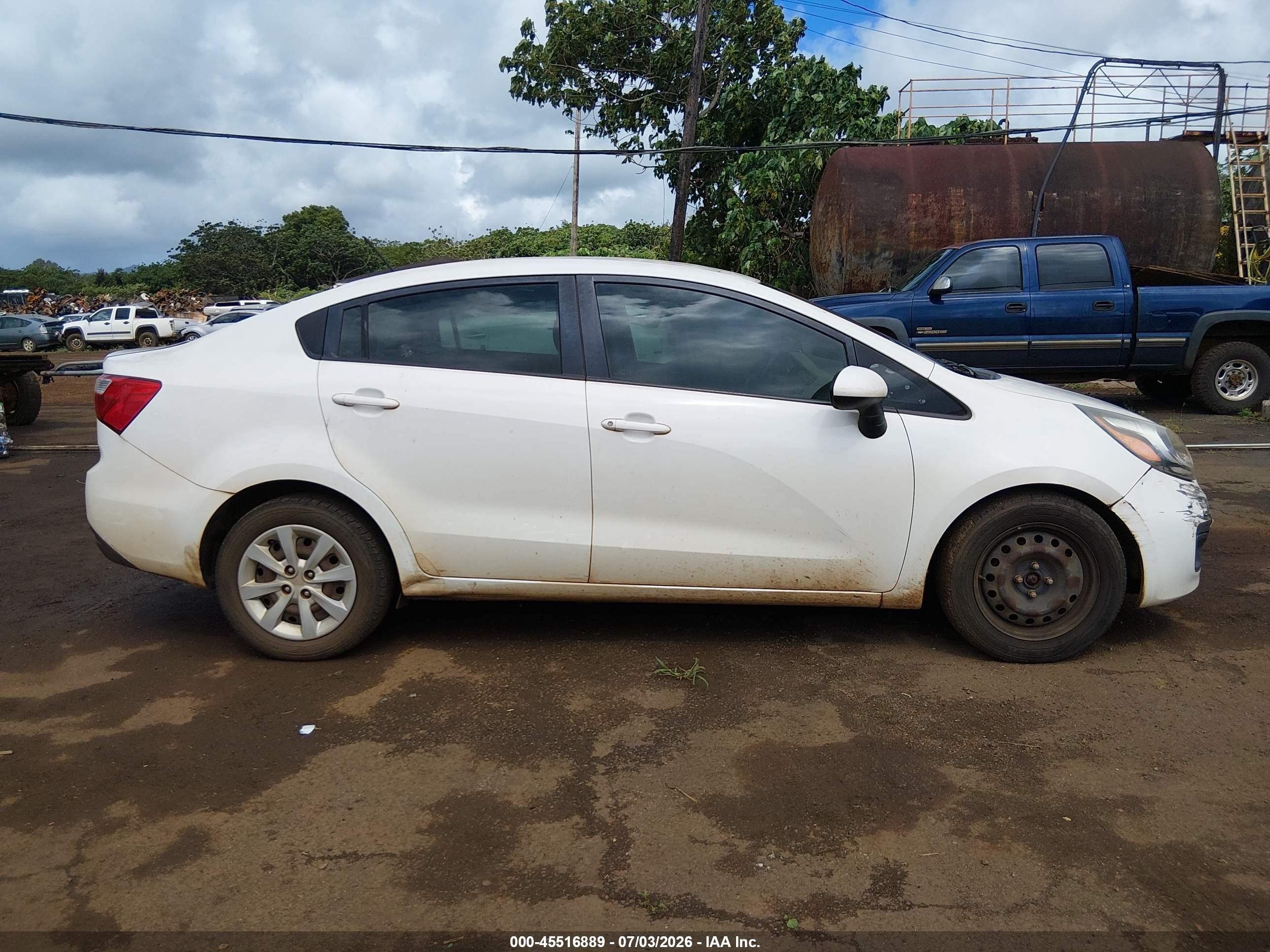 2014 Kia Rio Lx White vin: KNADM4A34E6330683