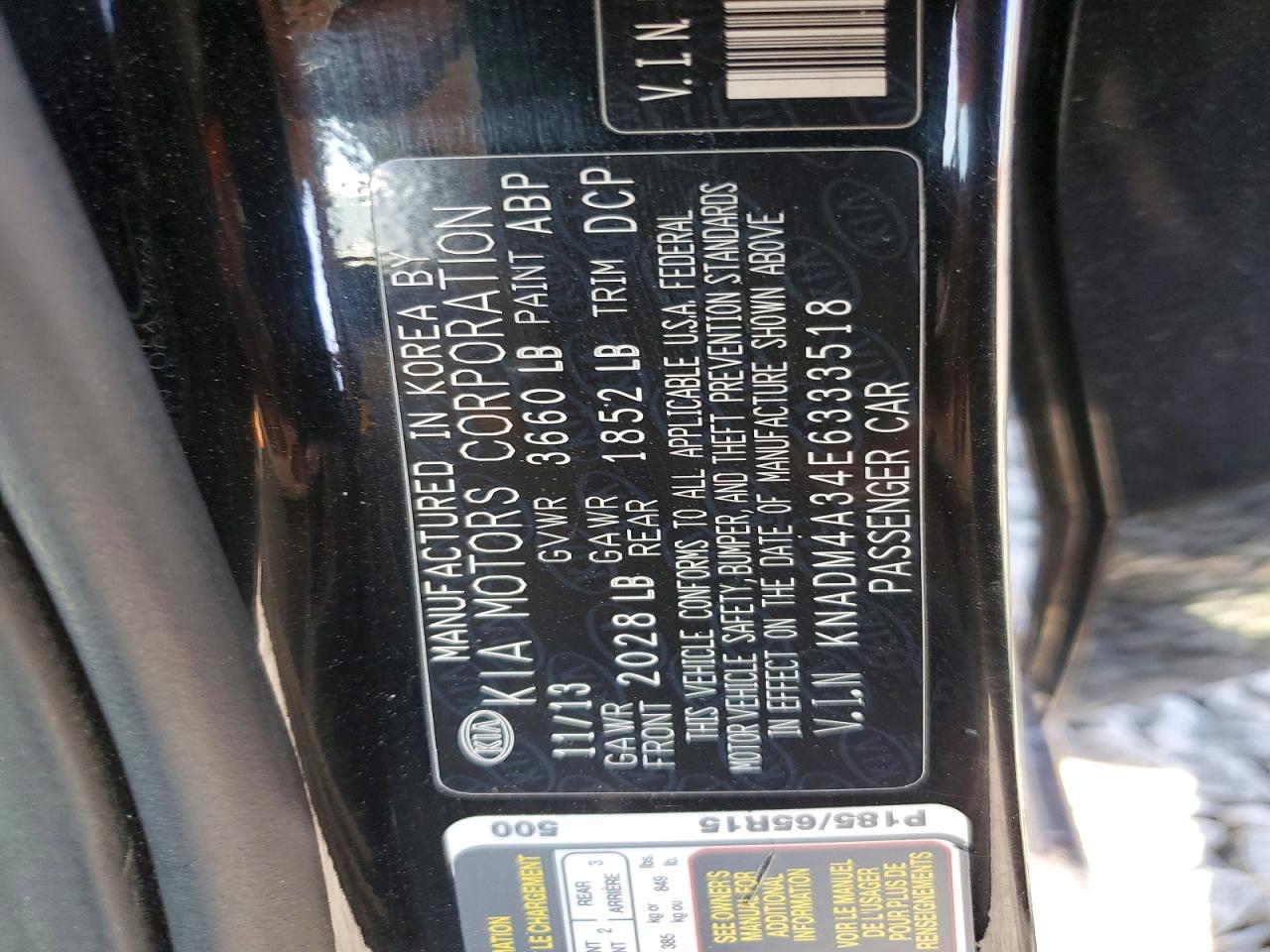 2014 Kia Rio Lx Black vin: KNADM4A34E6333518