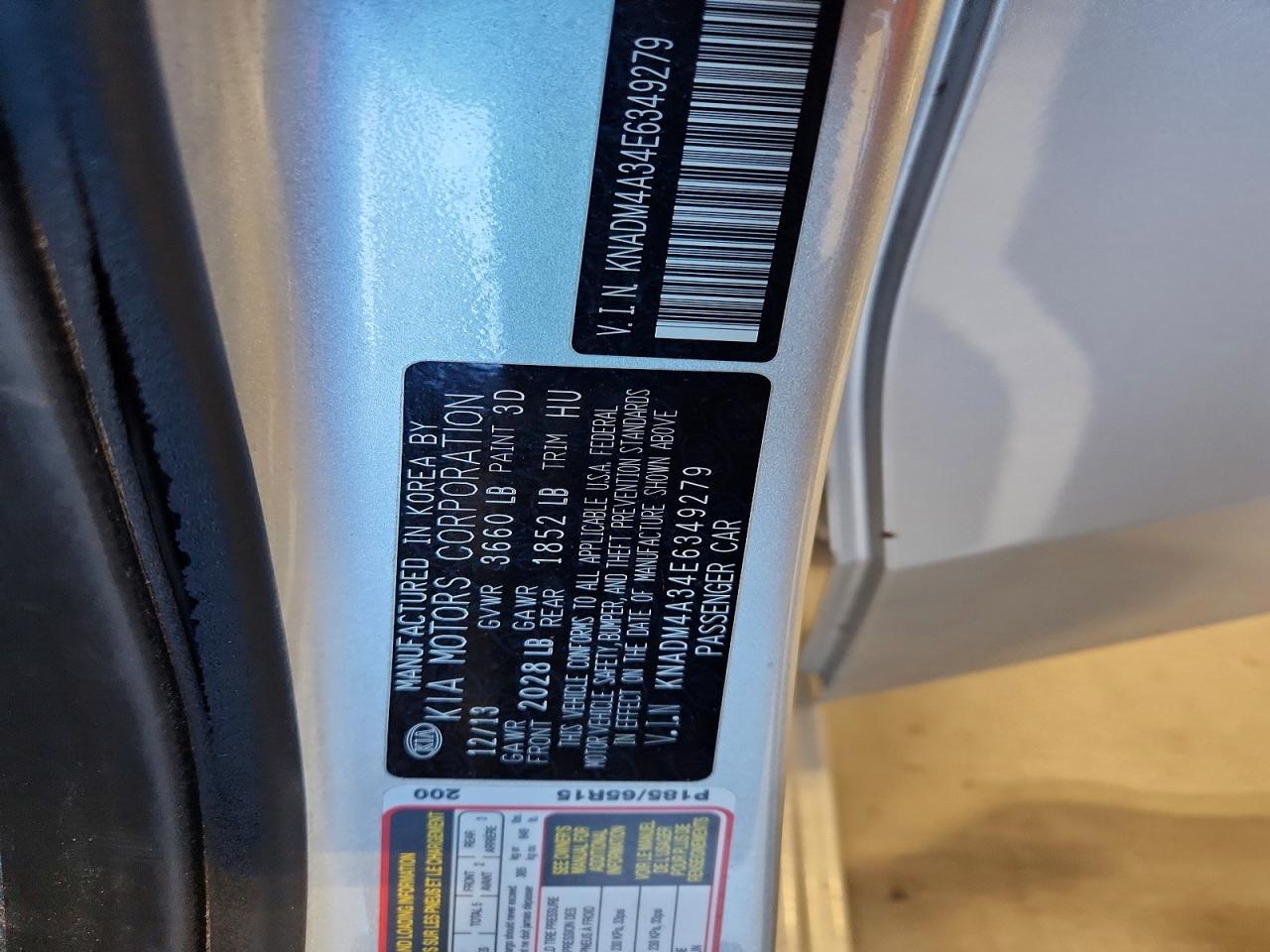 2014 Kia Rio Lx Silver vin: KNADM4A34E6349279