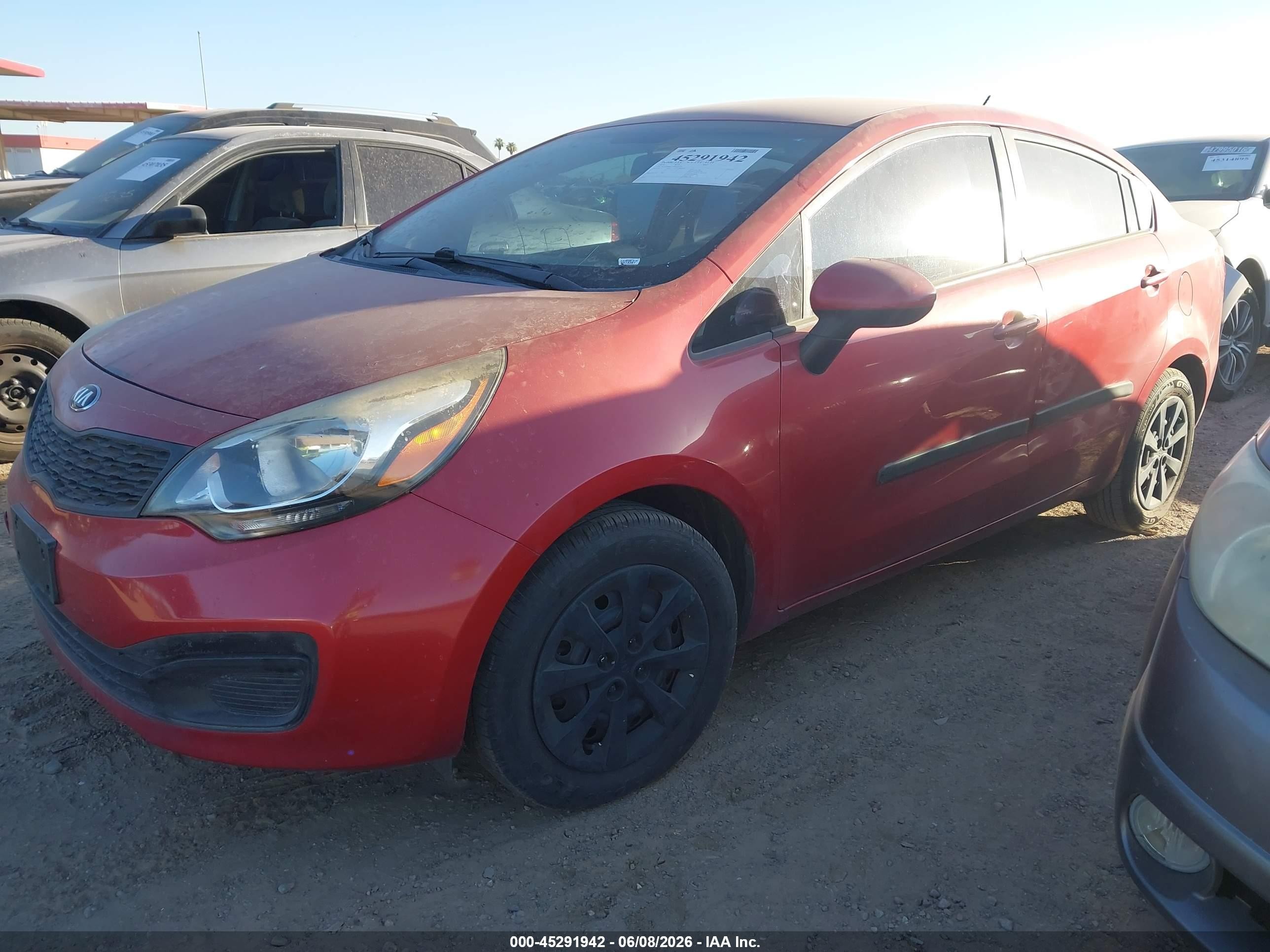 2014 Kia Rio Lx Burgundy vin: KNADM4A34E6358371