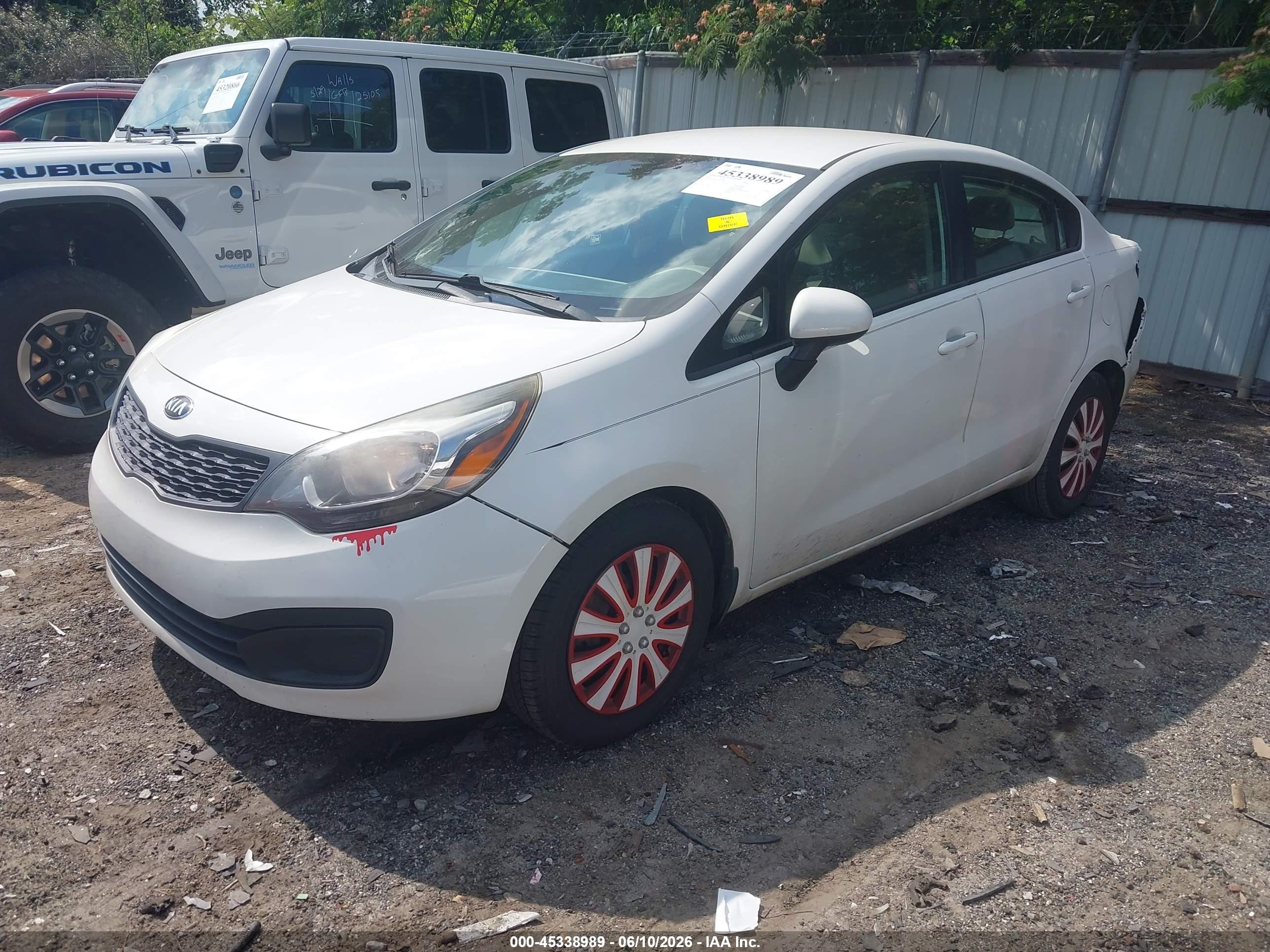 2014 Kia Rio Lx White vin: KNADM4A34E6377857