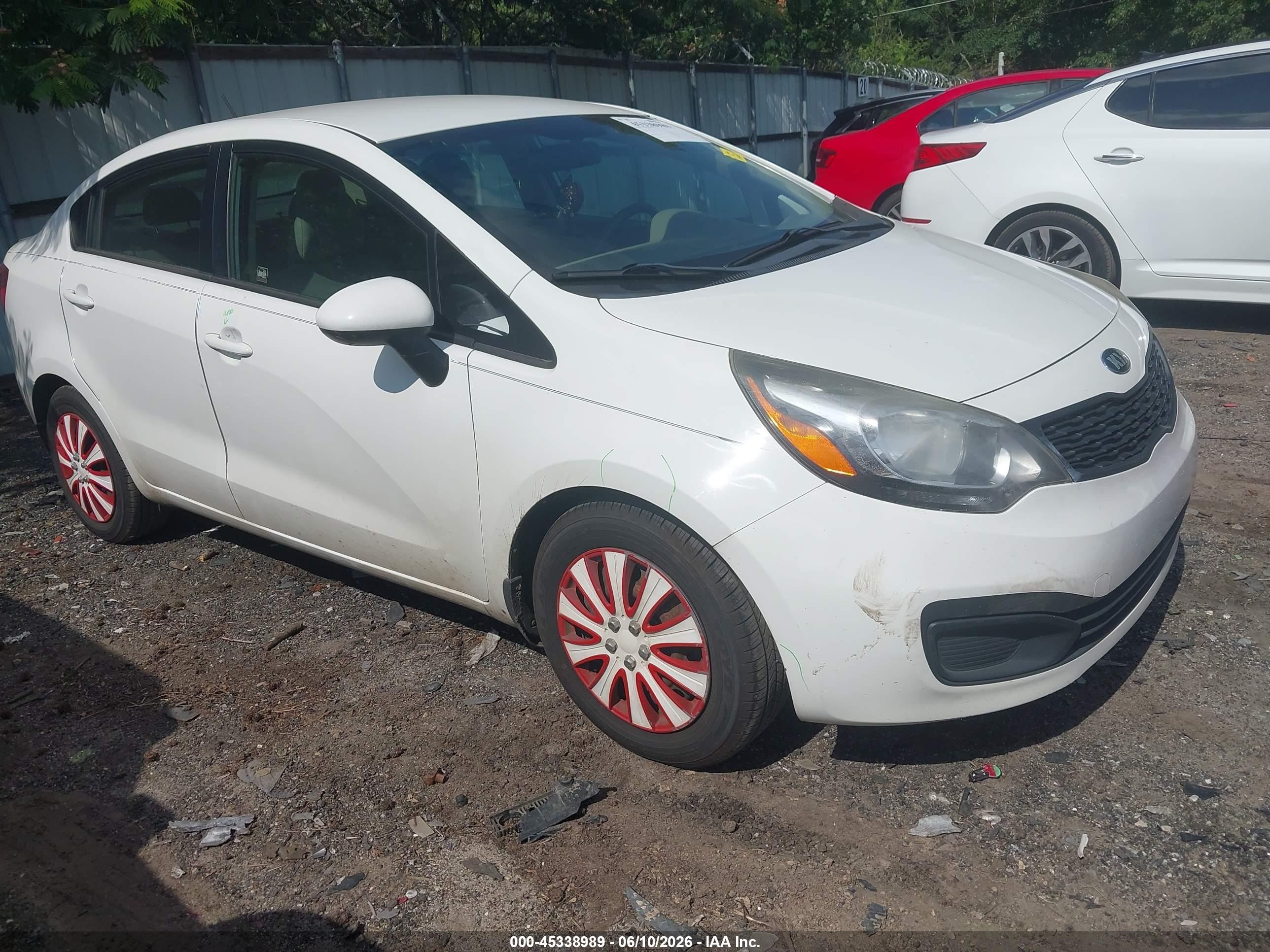 2014 Kia Rio Lx White vin: KNADM4A34E6377857