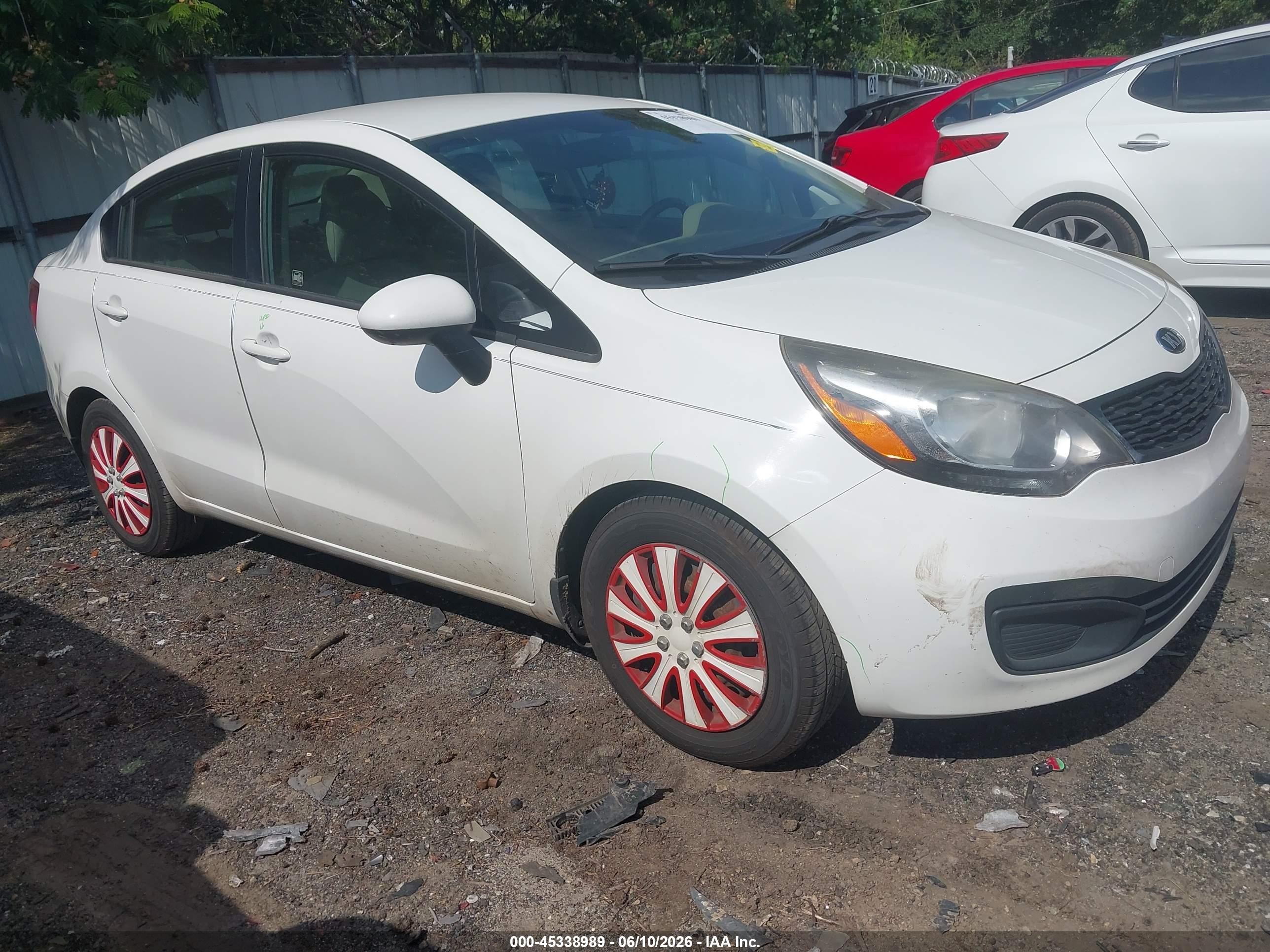 2014 Kia Rio Lx White vin: KNADM4A34E6377857