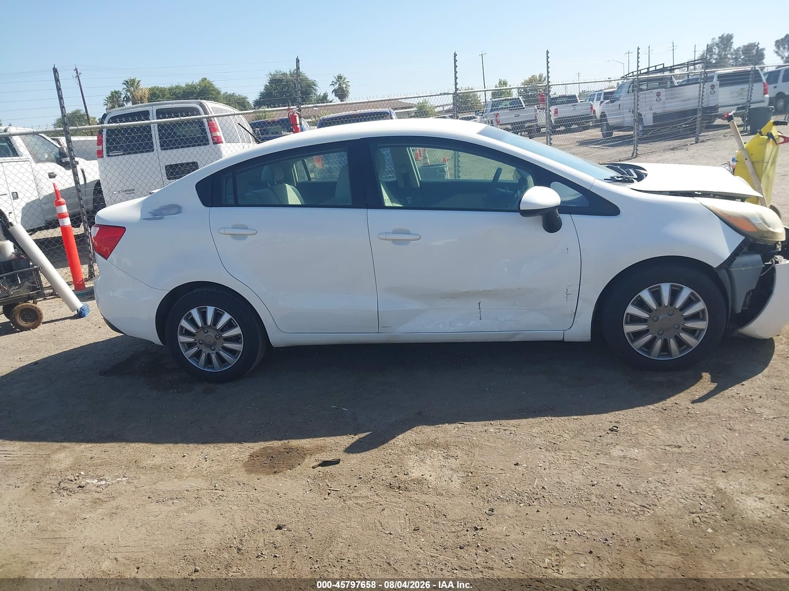 2013 Kia Rio Lx White vin: KNADM4A35D6173597