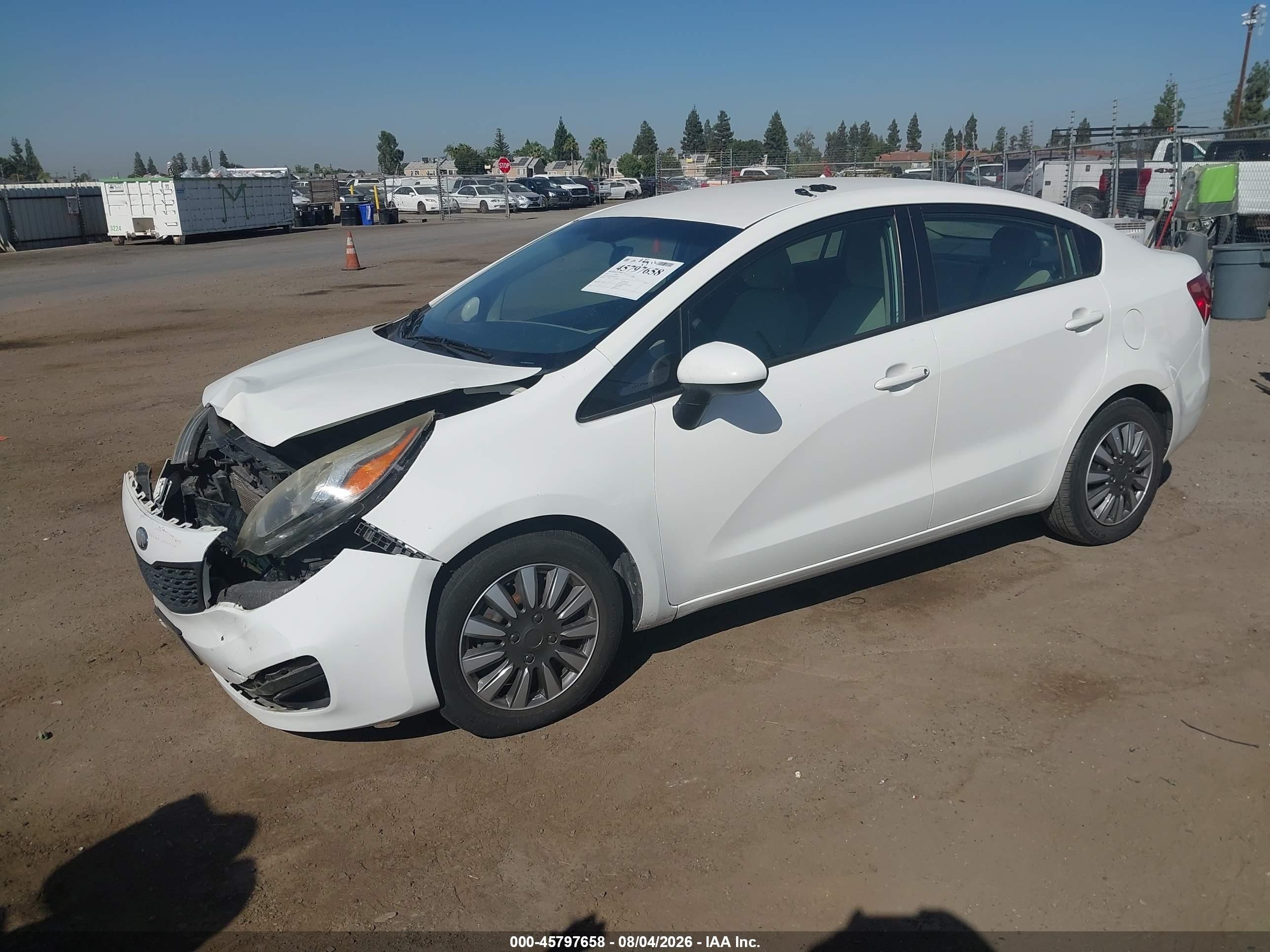 2013 Kia Rio Lx White vin: KNADM4A35D6173597
