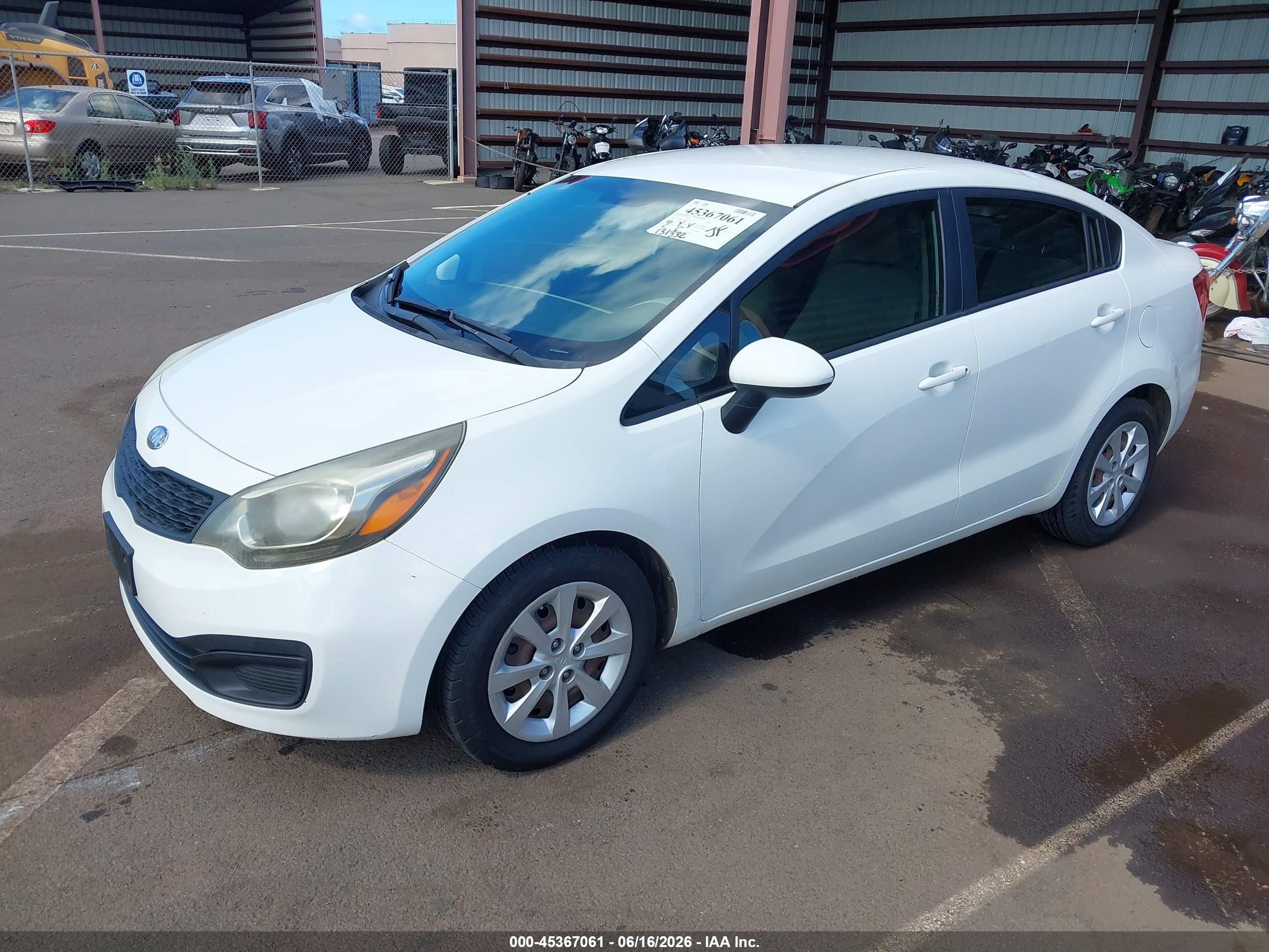 2013 Kia Rio Lx White vin: KNADM4A35D6183322