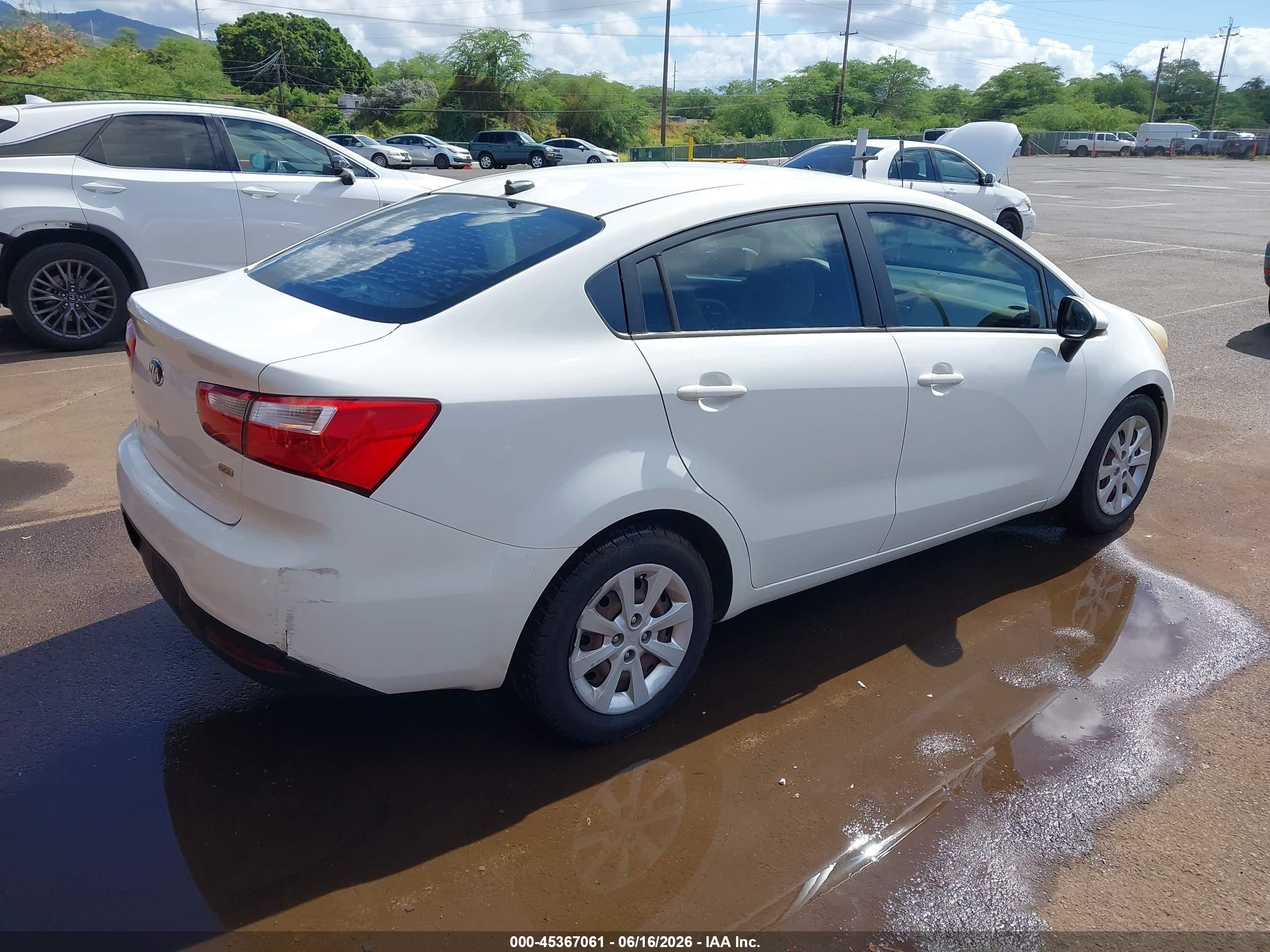 2013 Kia Rio Lx White vin: KNADM4A35D6183322