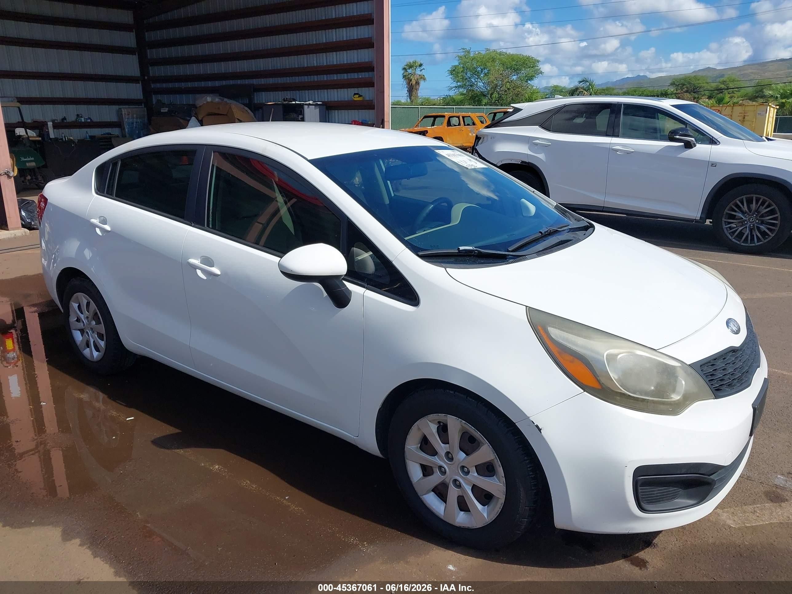2013 Kia Rio Lx White vin: KNADM4A35D6183322