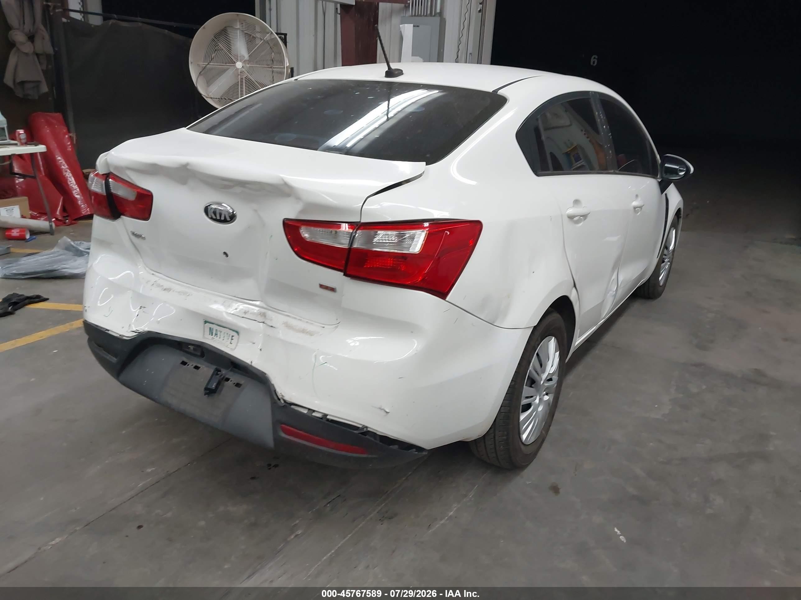 2013 Kia Rio Lx White vin: KNADM4A35D6207005