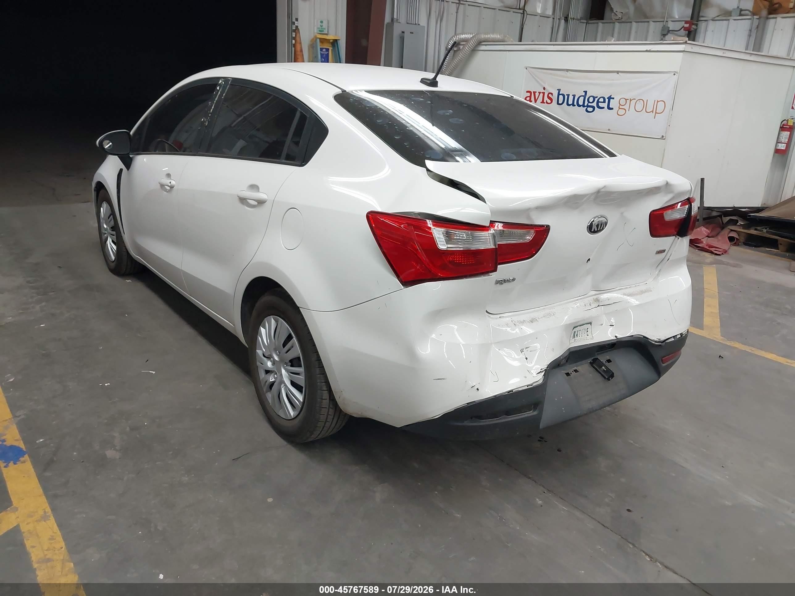 2013 Kia Rio Lx White vin: KNADM4A35D6207005