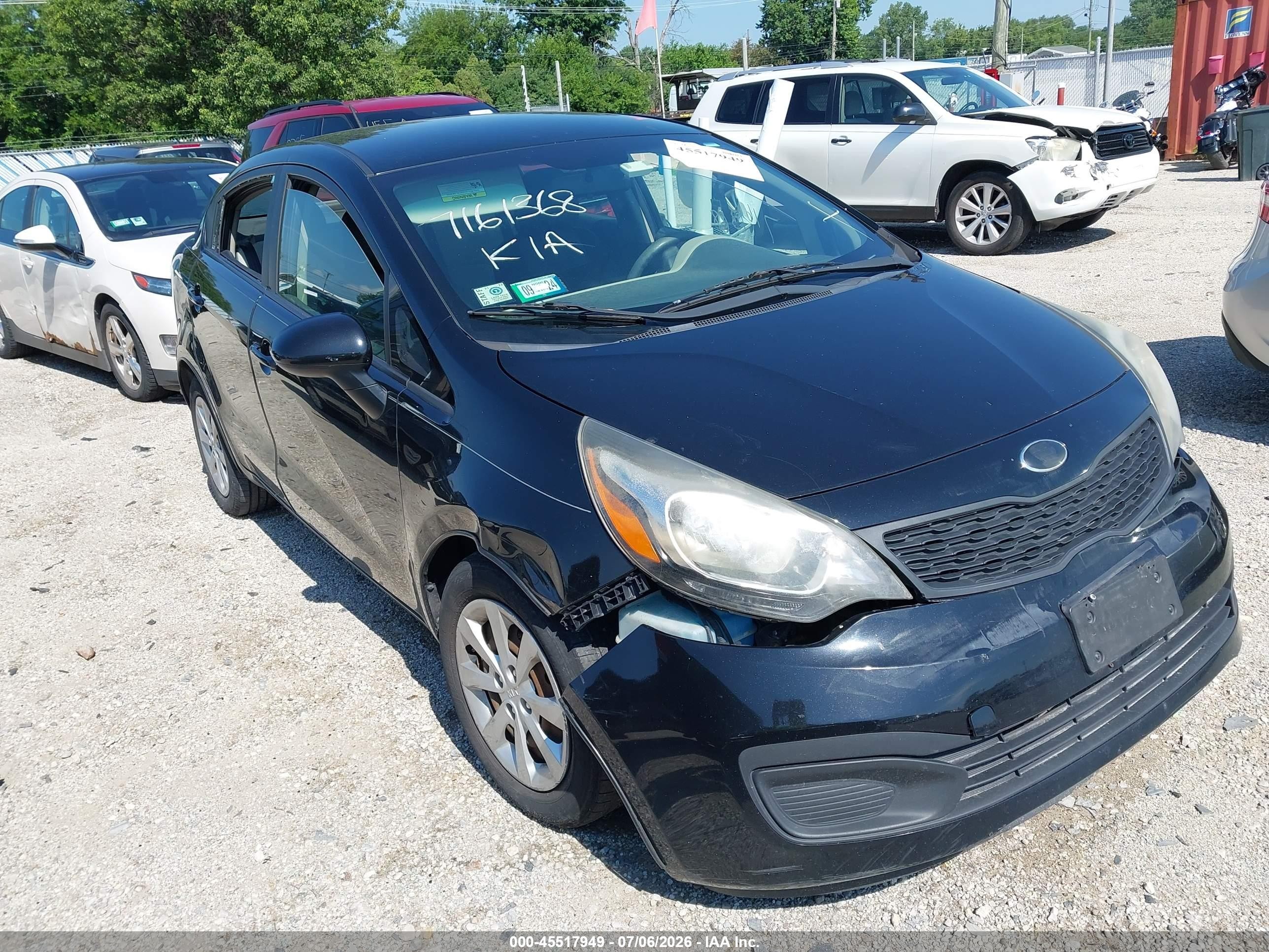 2013 Kia Rio Lx Black vin: KNADM4A35D6278415