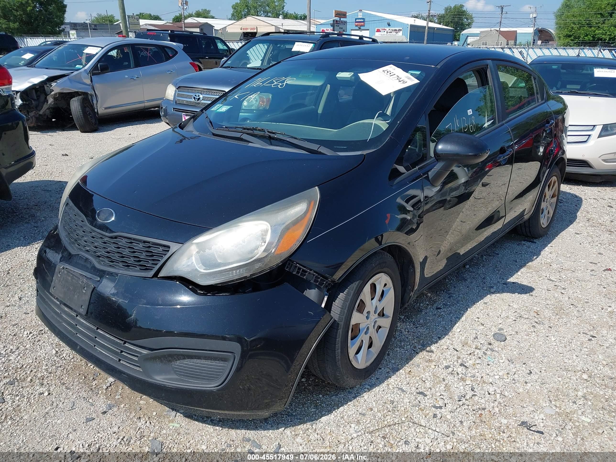2013 Kia Rio Lx Black vin: KNADM4A35D6278415