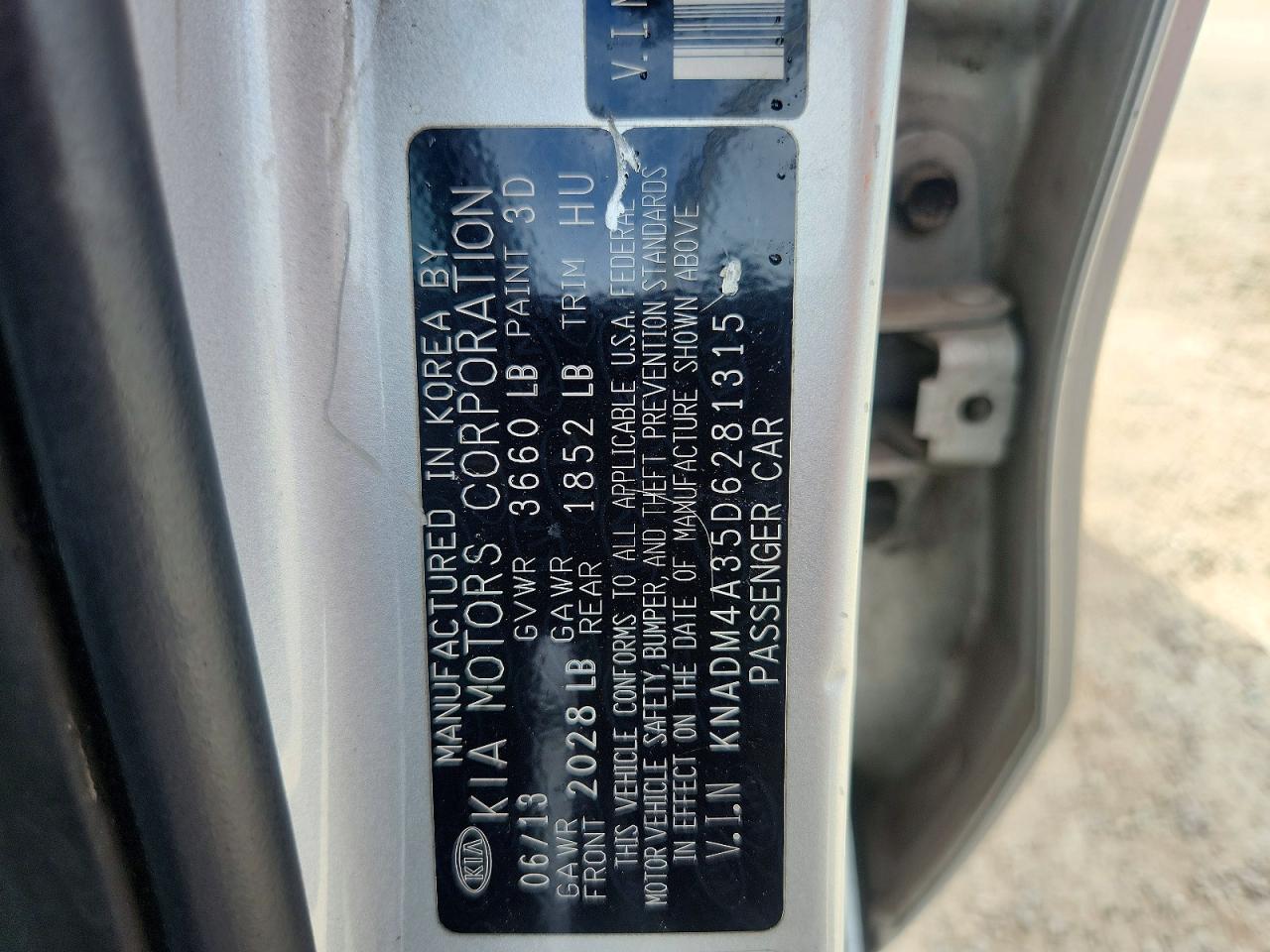 2013 Kia Rio Lx White vin: KNADM4A35D6281315