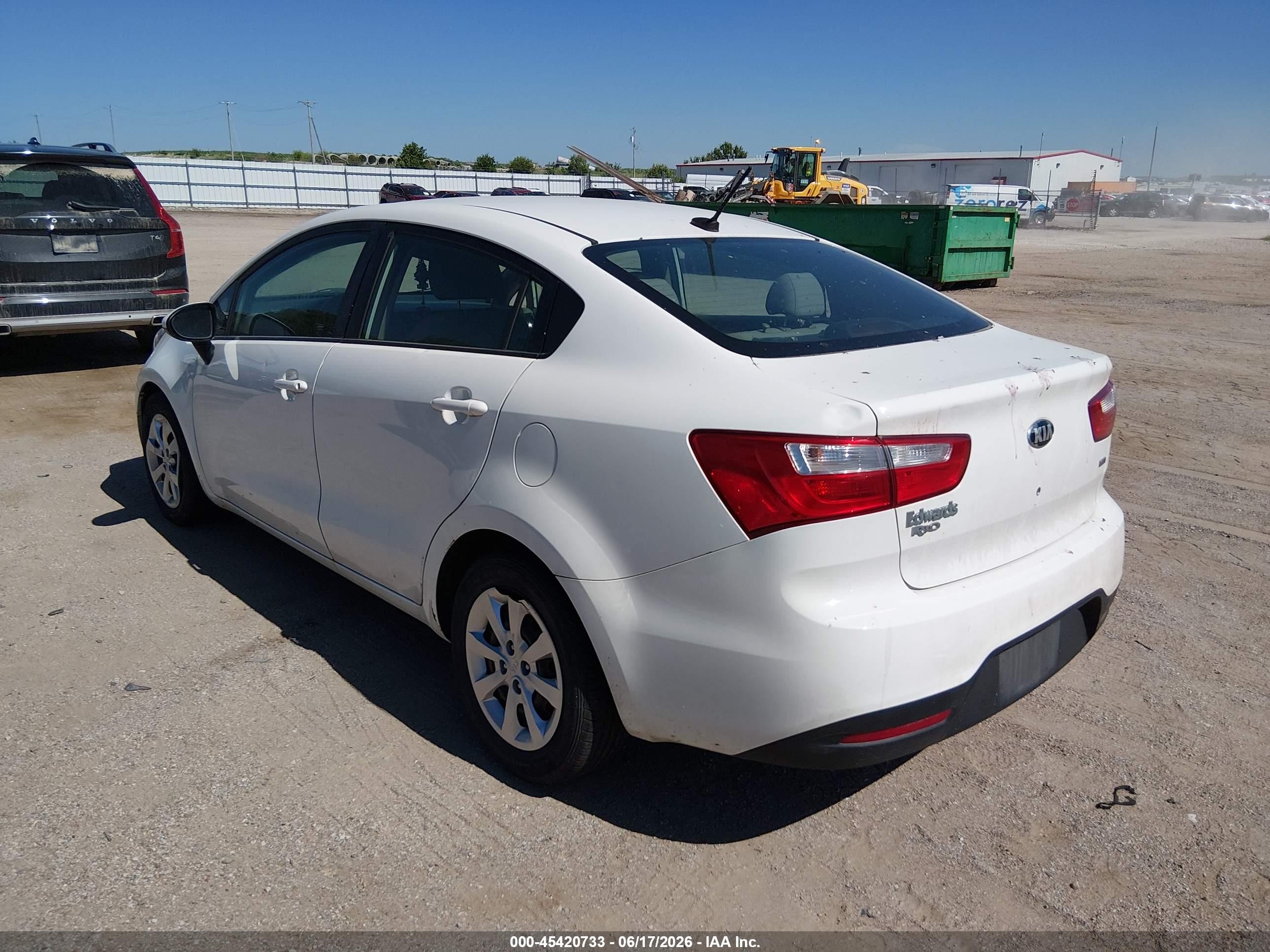 2014 Kia Rio Lx White vin: KNADM4A35E6356242