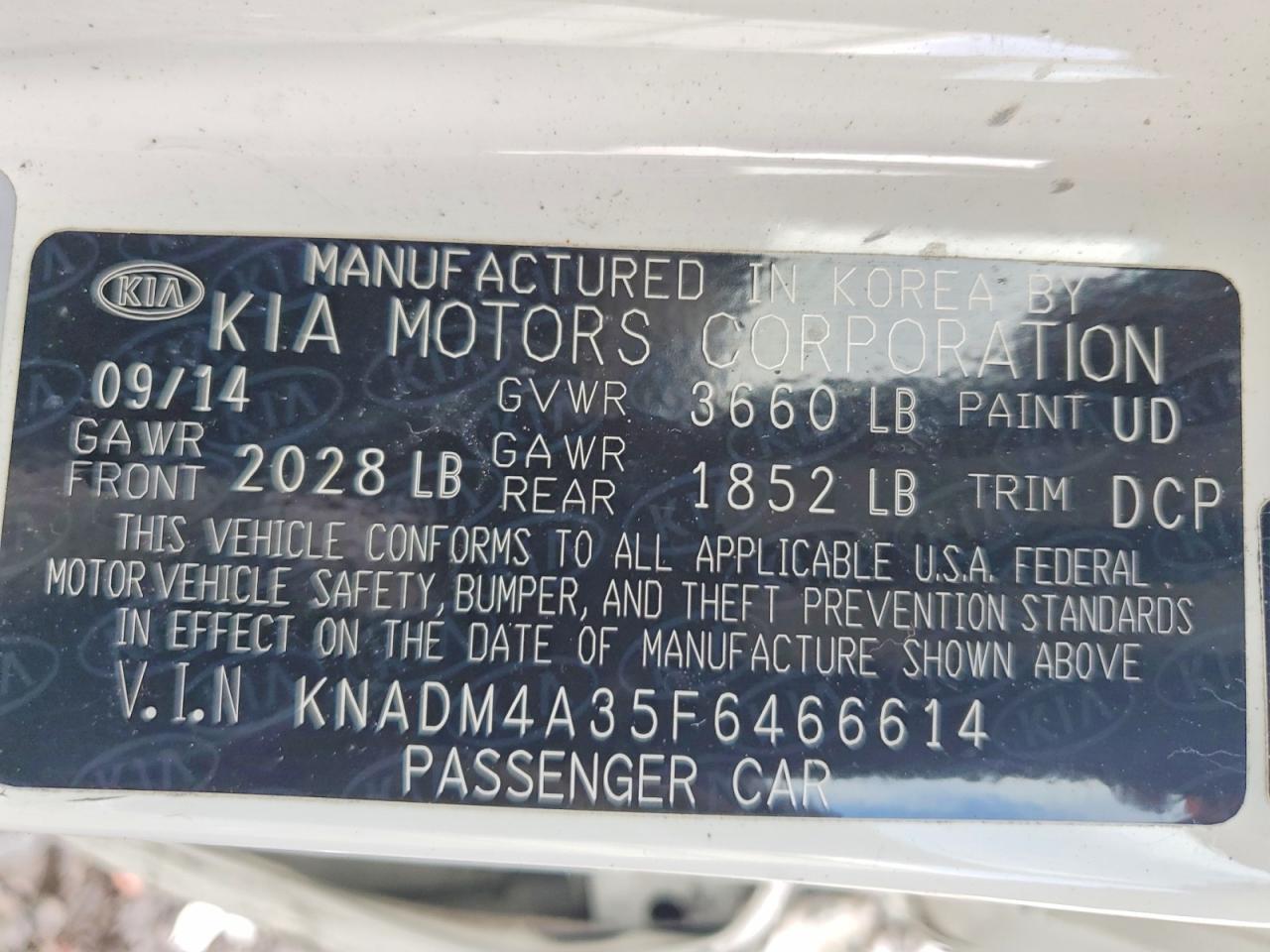 2015 Kia Rio Lx Белый vin: KNADM4A35F6466614