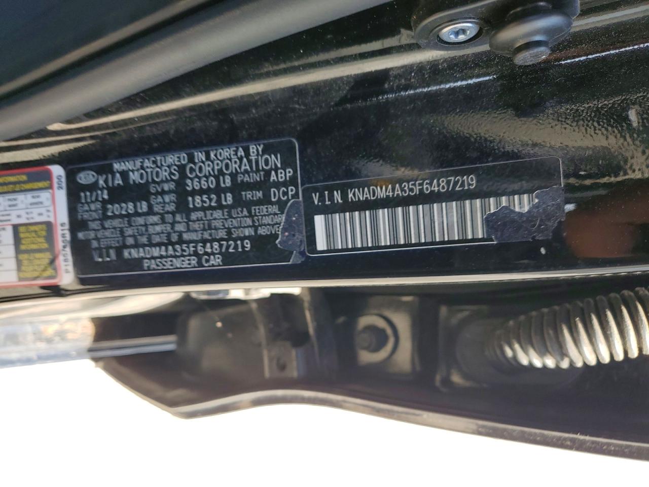 2015 Kia Rio Lx Black vin: KNADM4A35F6487219