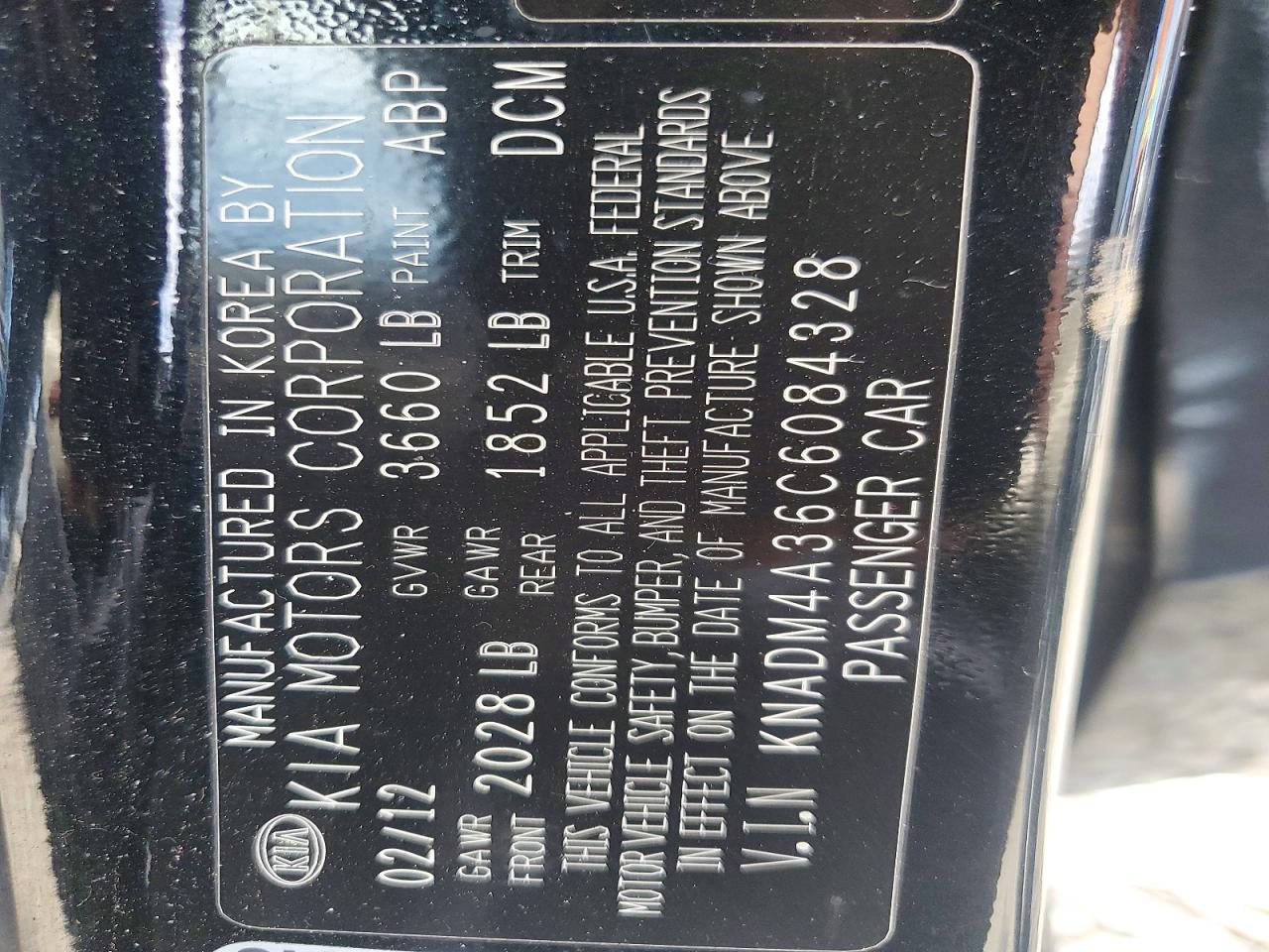 2012 Kia Rio Lx Black vin: KNADM4A36C6084328