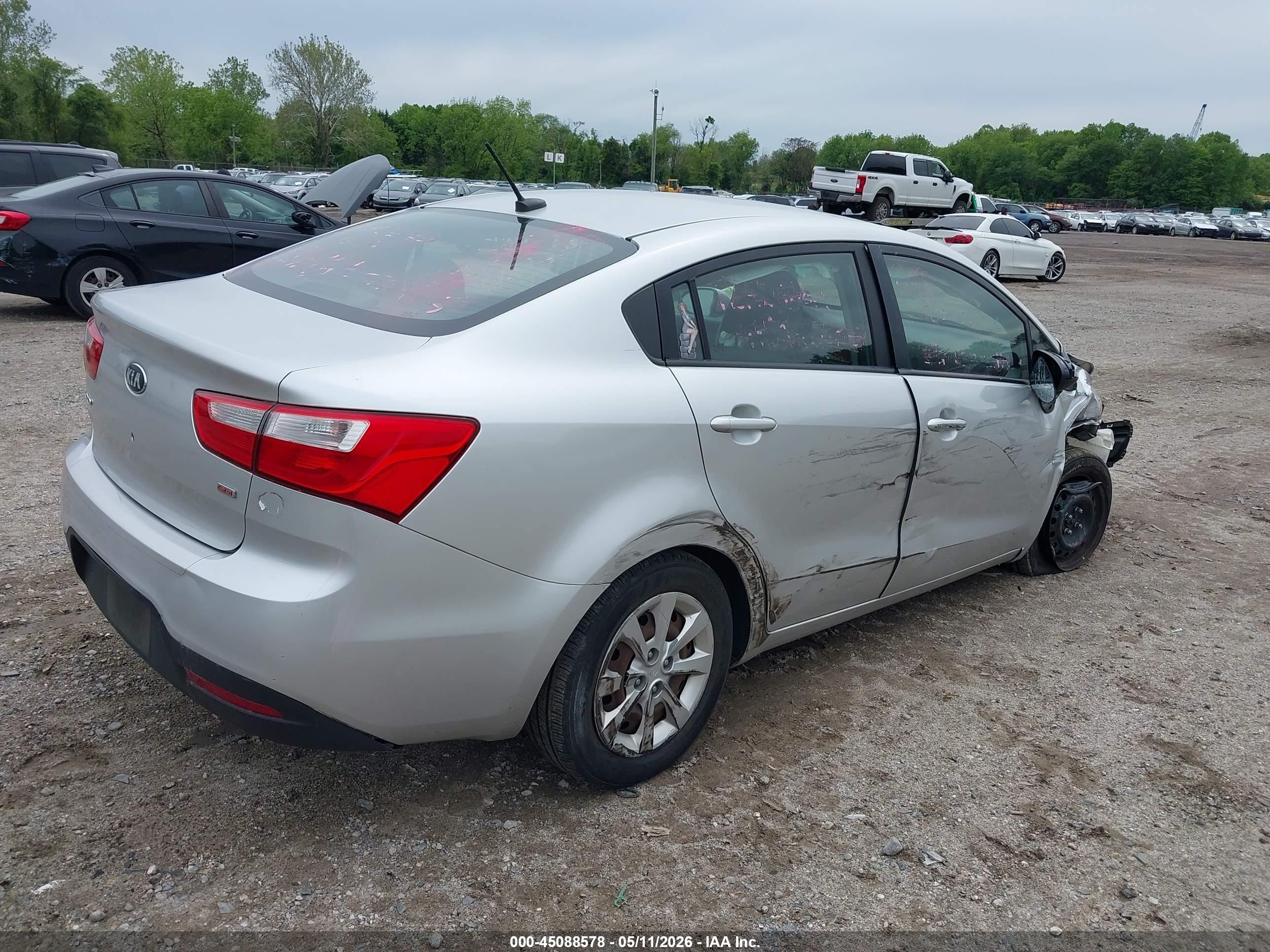 2013 Kia Rio Lx Silver vin: KNADM4A36D6178324
