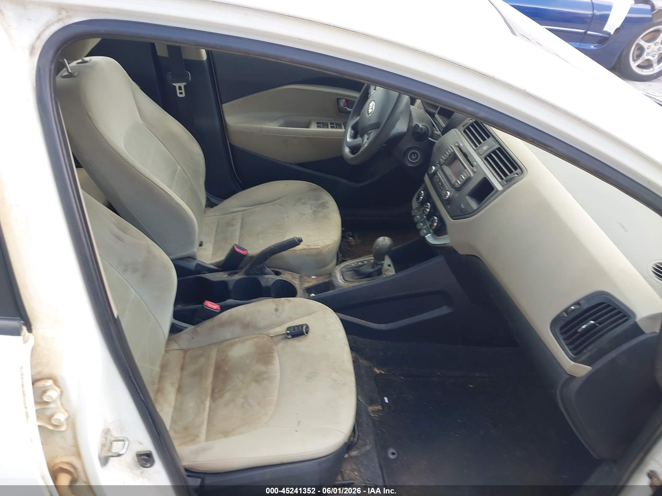 2013 Kia Rio Lx White vin: KNADM4A36D6219499
